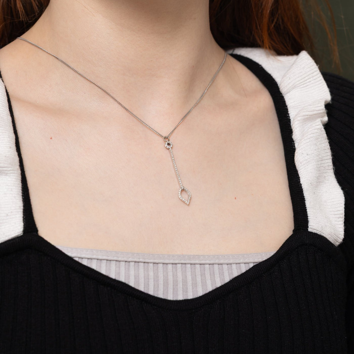 14k Diamond Open Marquise Geometric Pendant | 0.25ctw