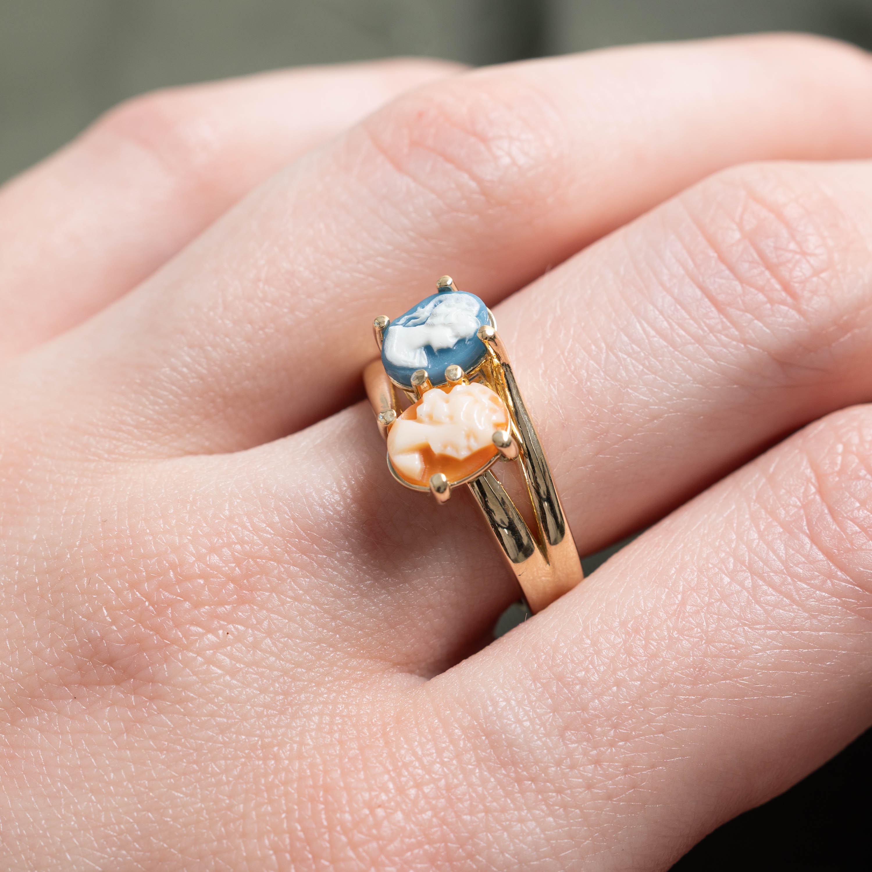 '100 Ways' 14k Cameo Toi et Moi Ring | 1.15ctw | SZ 7