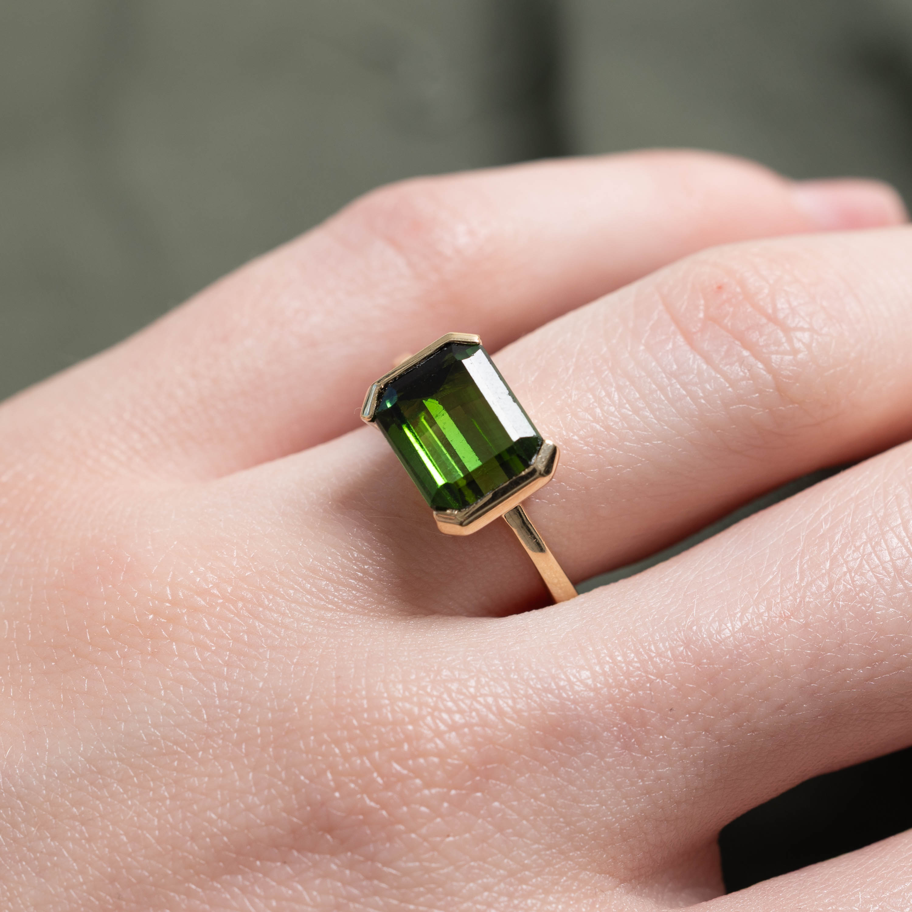 '100 Ways' 14k Yellow Gold Semi Bezel Step Cut Tourmaline | 3.30ct | SZ 6.25