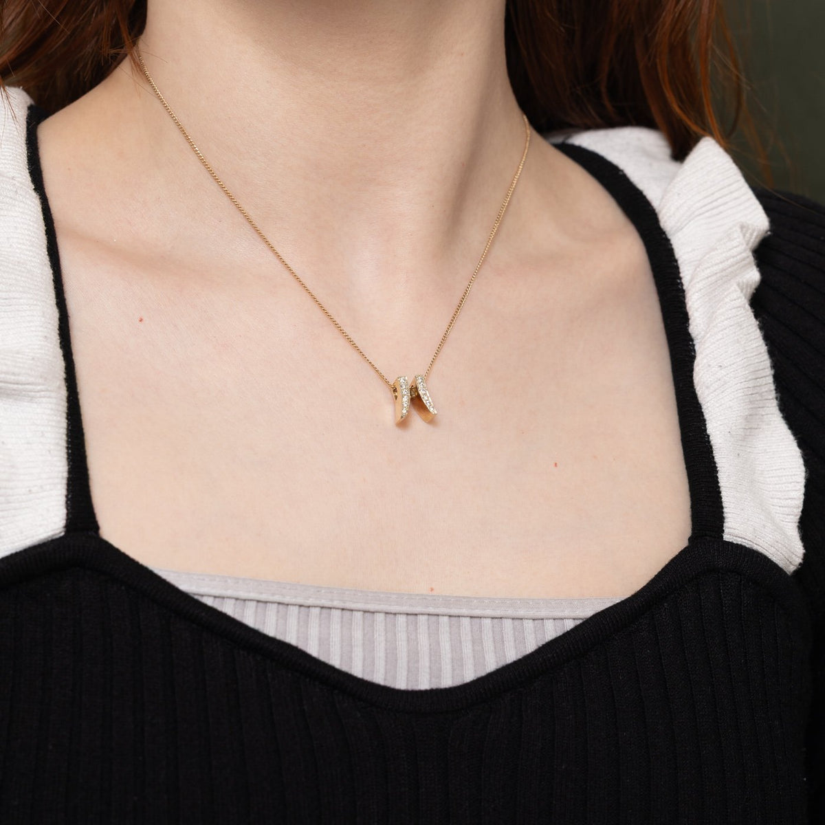 14k Pave Set Diamond Double Column Pendant | 0.20ctw