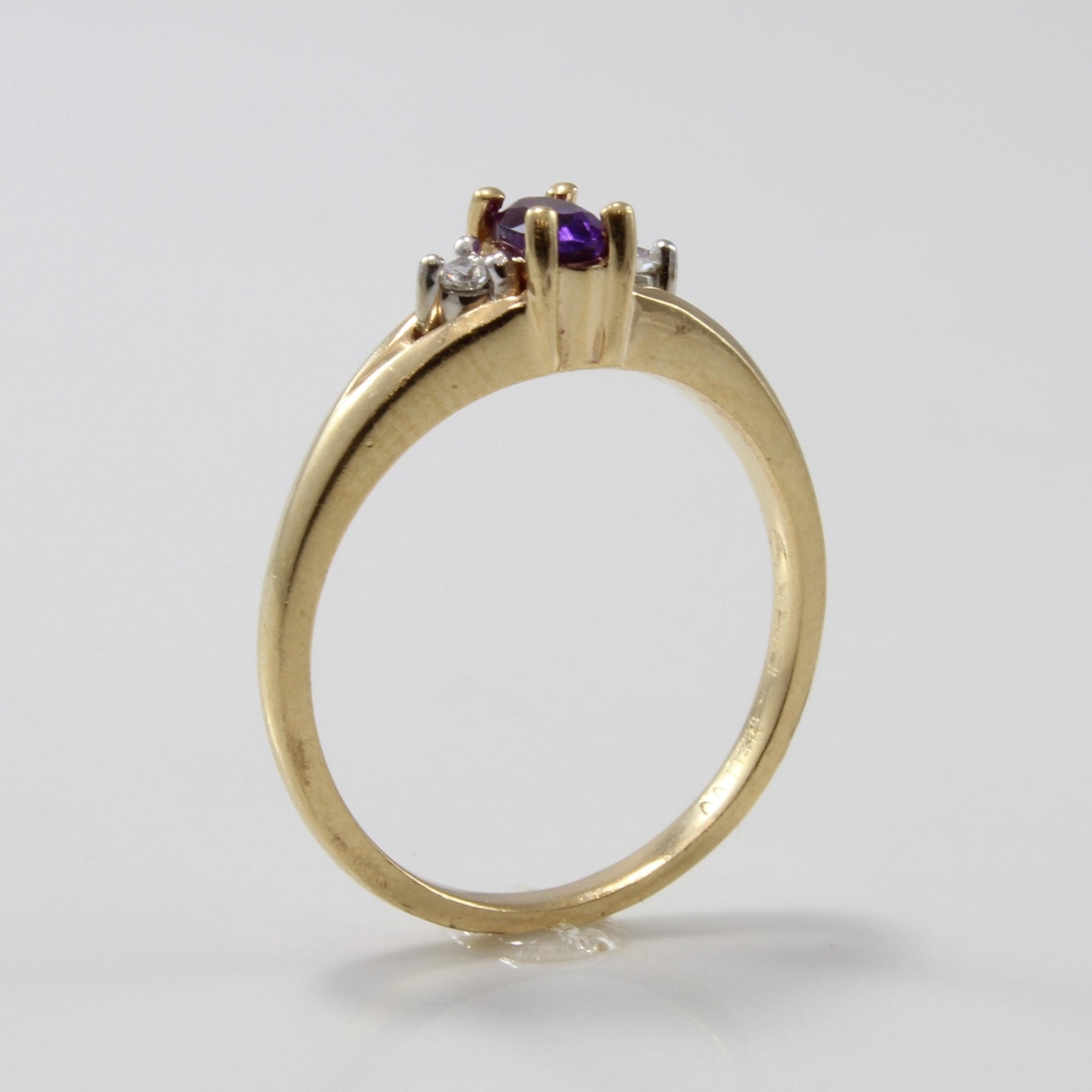 'Birks' Amethyst & Diamond Three Stone Ring | 0.15ct, 0.06ctw | SZ 6.75 | - 100 Ways