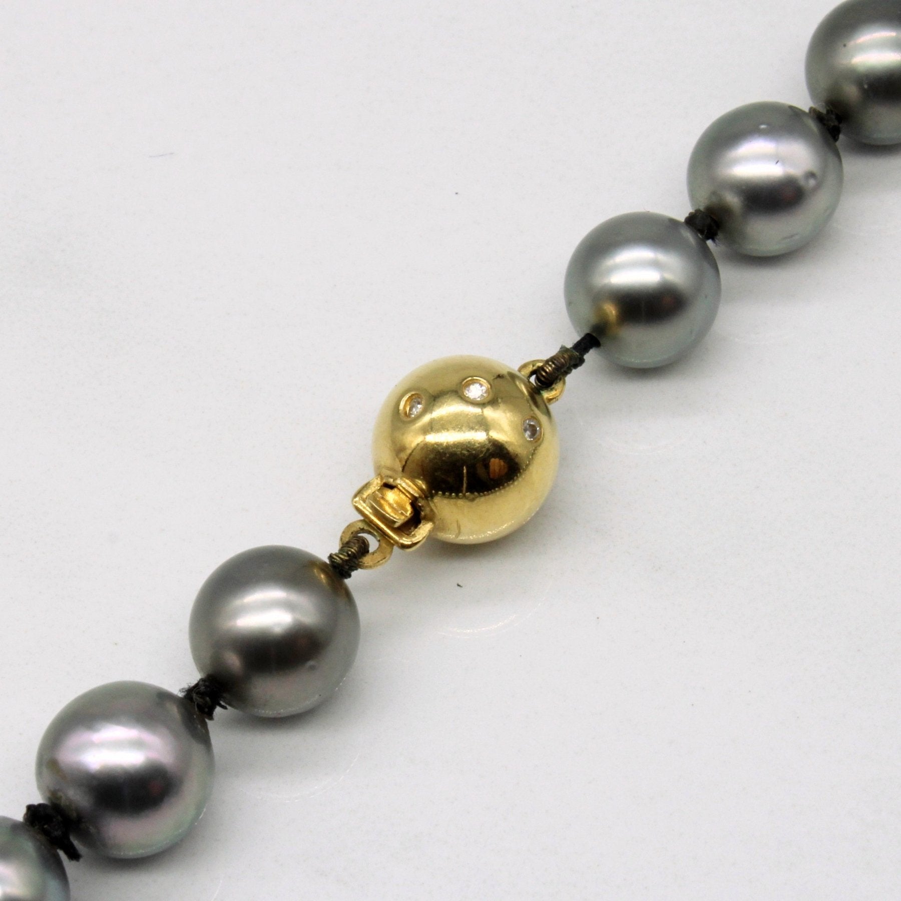 'Birks' Black Pearl & Diamond Necklace | 0.03ctw | 18