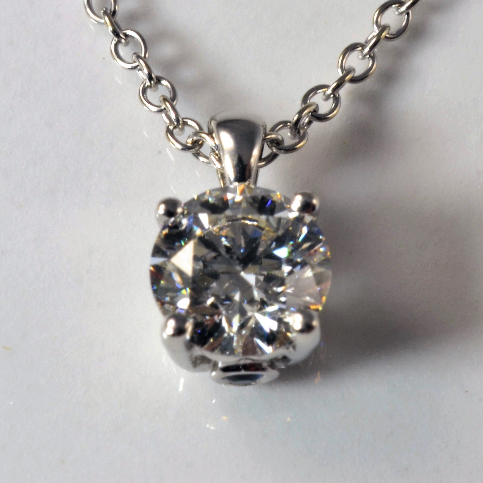 'Birks' Blue Solitaire Diamond Necklace | 0.53ct | 18