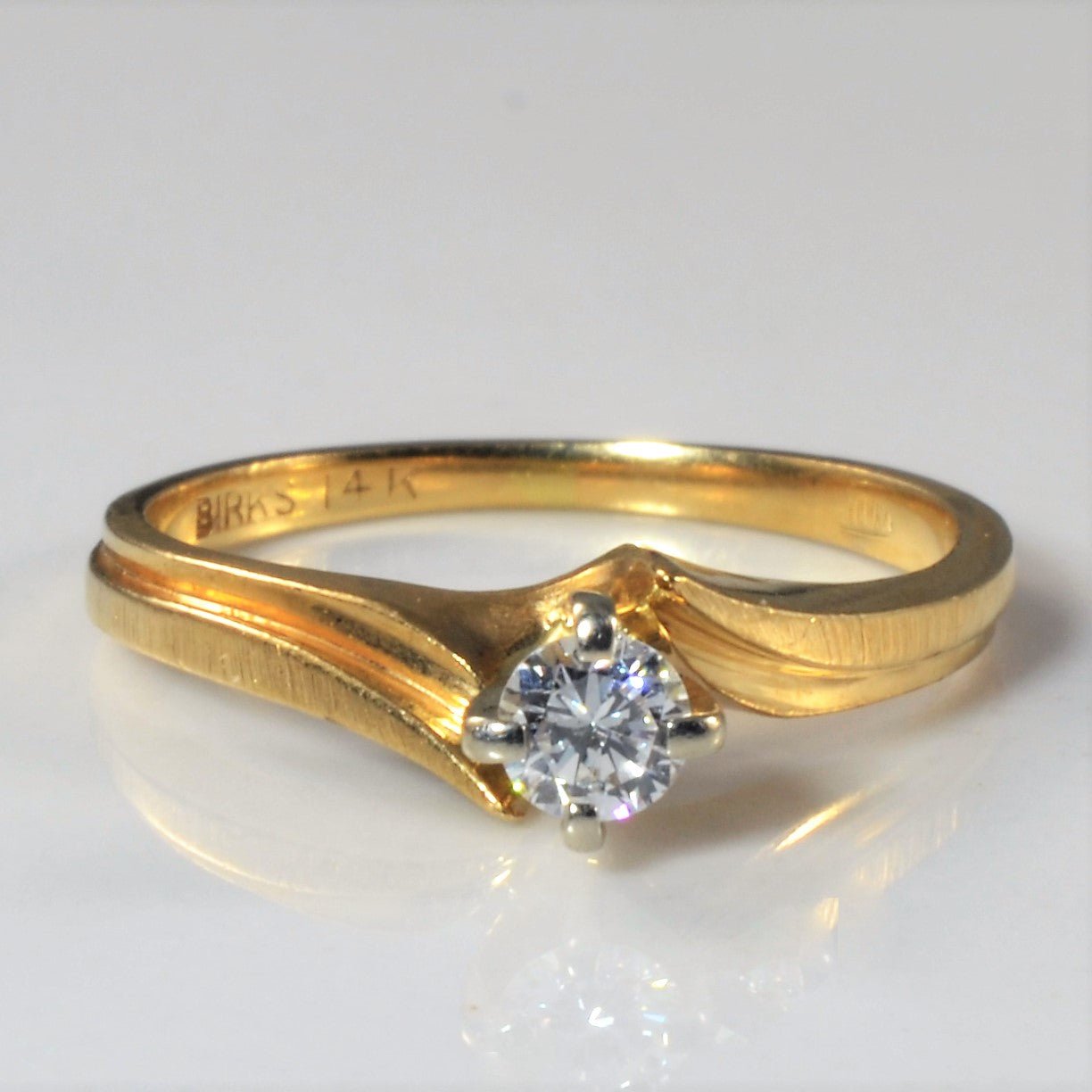 'Birks' Bypass Solitaire Diamond Ring | 0.15ct | SZ 4.25 | - 100 Ways