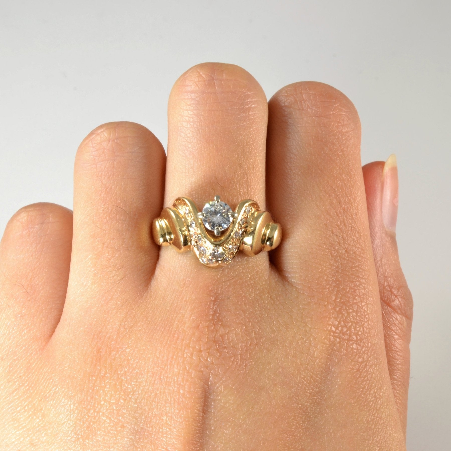 'Birks' Chevron Diamond Engagement Ring | 0.67ctw | SZ 8.75 | - 100 Ways