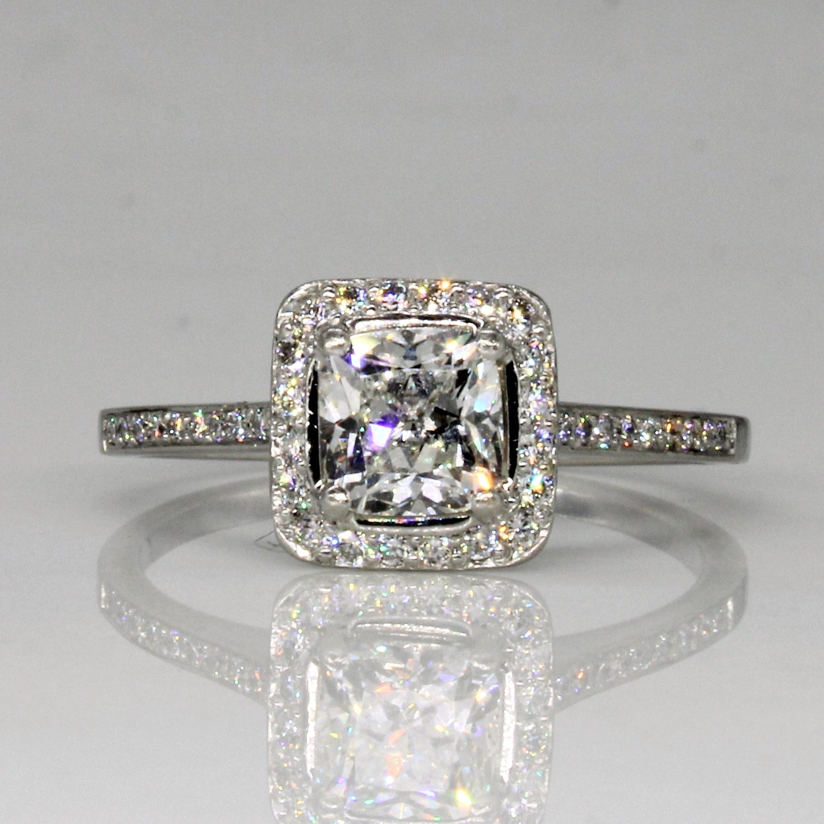 'Birks' Cushion Cut Canadian Diamond Halo Engagement Ring | 1.25ctw | SZ 8.75 | - 100 Ways