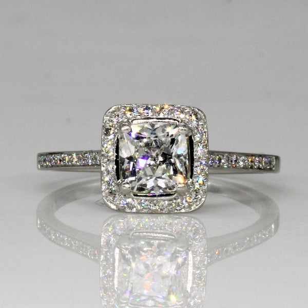 'Birks' Cushion Cut Canadian Diamond Halo Engagement Ring | 1.25ctw | SZ 8.75 |