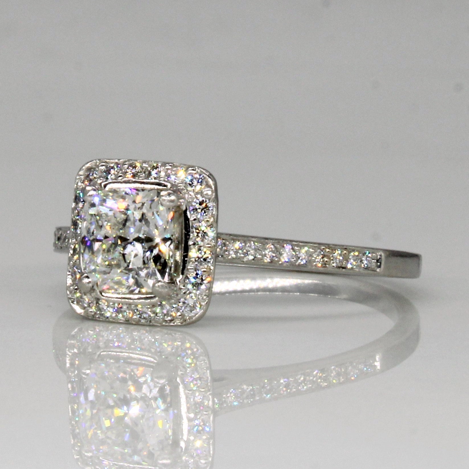 'Birks' Cushion Cut Canadian Diamond Halo Engagement Ring | 1.25ctw | SZ 8.75 | - 100 Ways