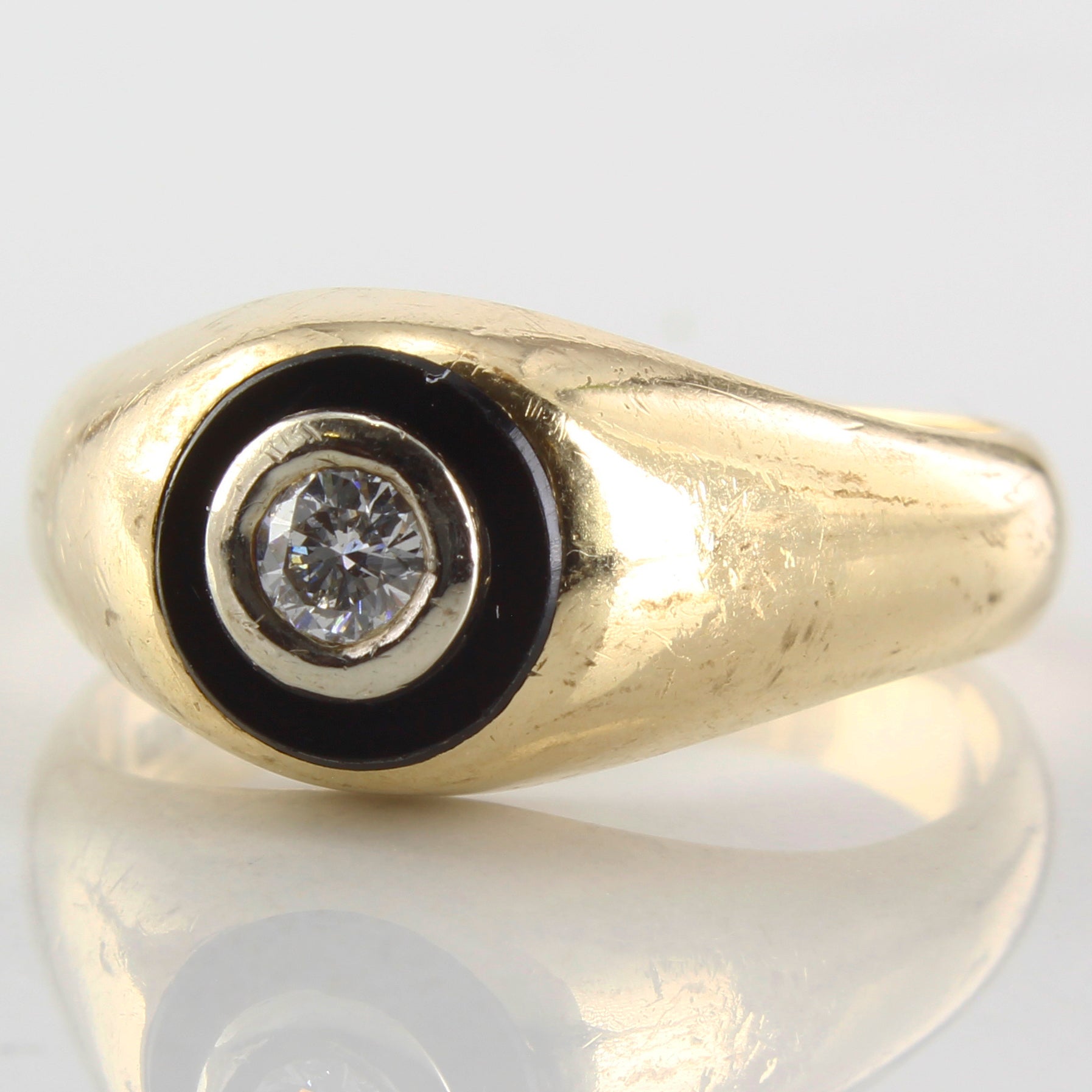 'Birks' Diamond & Black Onyx Signet Ring | 0.12ct, 0.93ct | SZ 9 | - 100 Ways