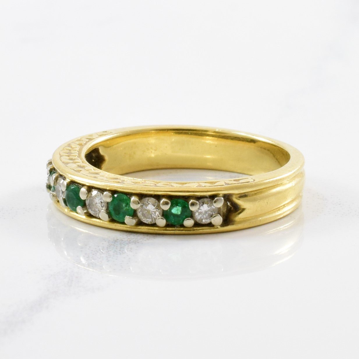 'Birks' Diamond & Emerald Band | 0.21ctw, 0.15ctw | SZ 4.75 | - 100 Ways