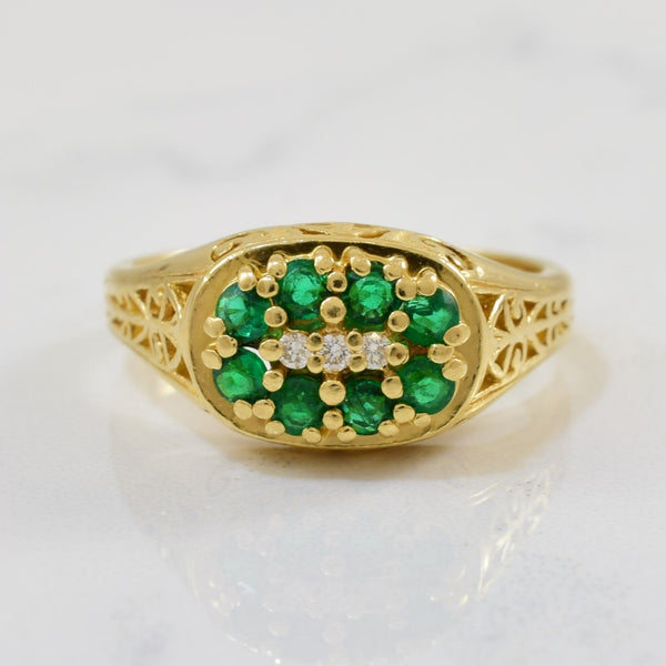 'Birks' Emerald & Diamond Filigree Ring | 0.32ctw, 0.03ctw | SZ 6.25 |