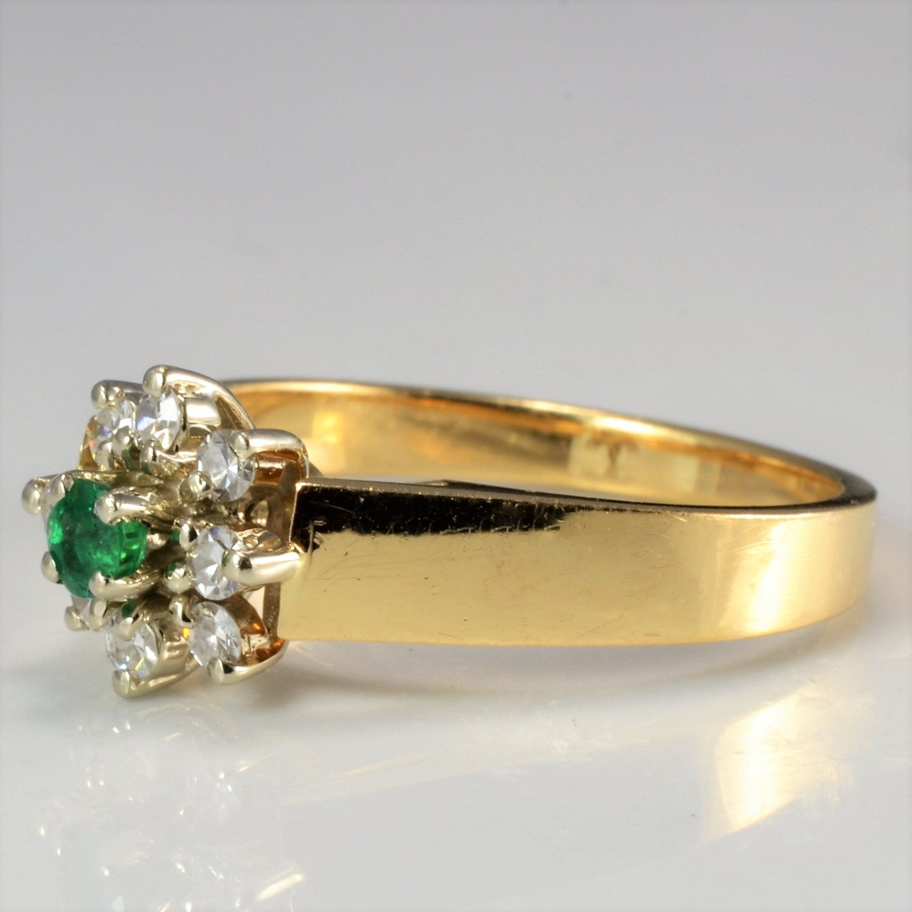 'Birks' Emerald & Diamond Floral Ring | 0.12ctw, 0.07ct | SZ 6.25 | - 100 Ways