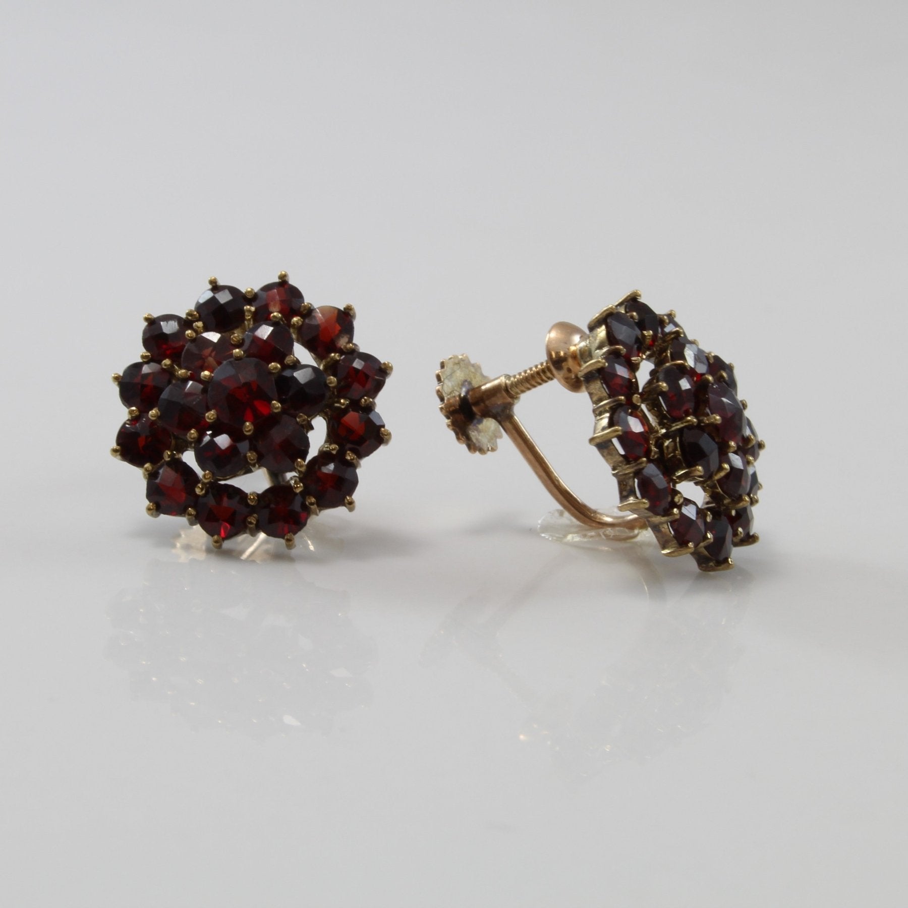 'Birks' Garnet Cluster Clip On Screw Back Earrings | 3.00ctw | - 100 Ways