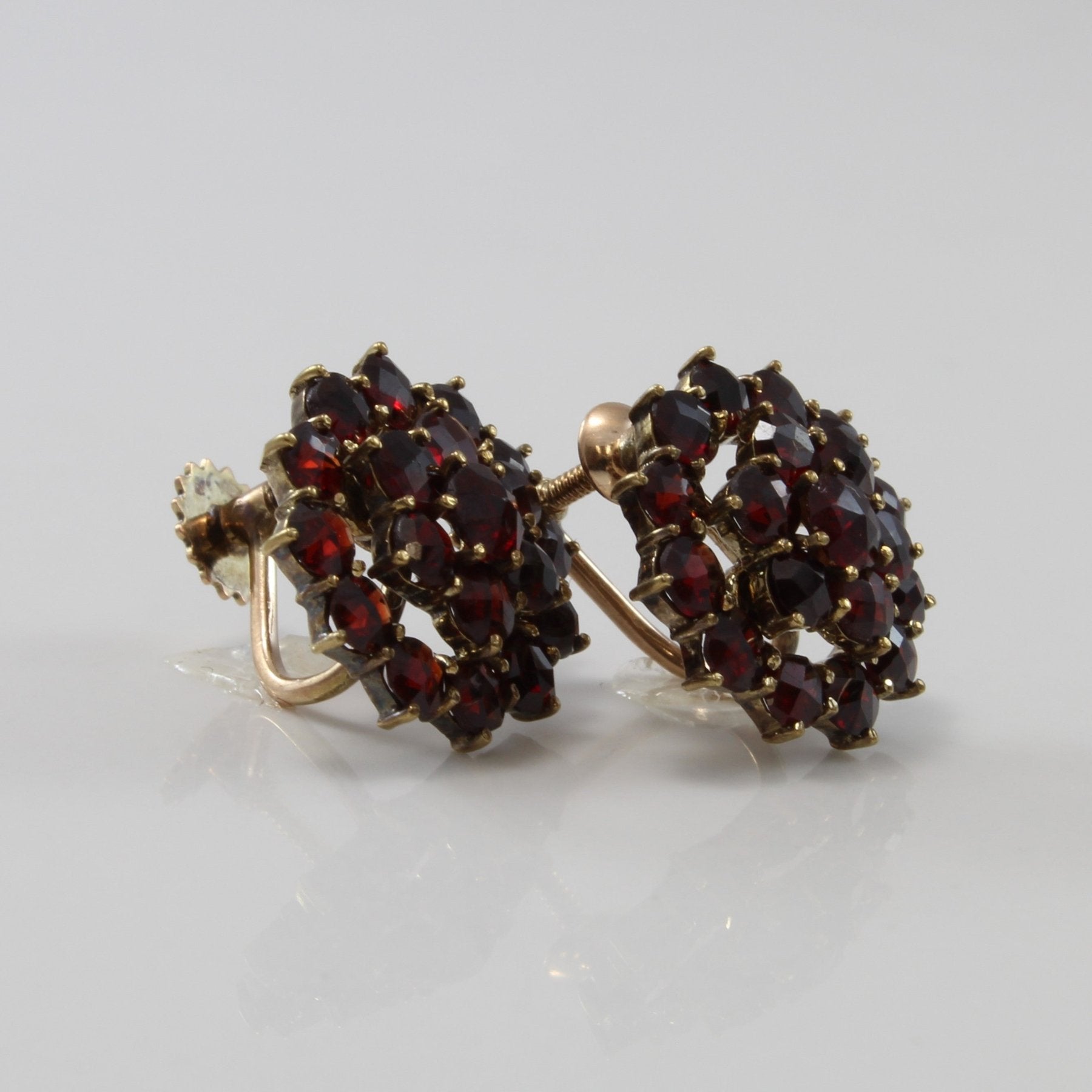 'Birks' Garnet Cluster Clip On Screw Back Earrings | 3.00ctw | - 100 Ways