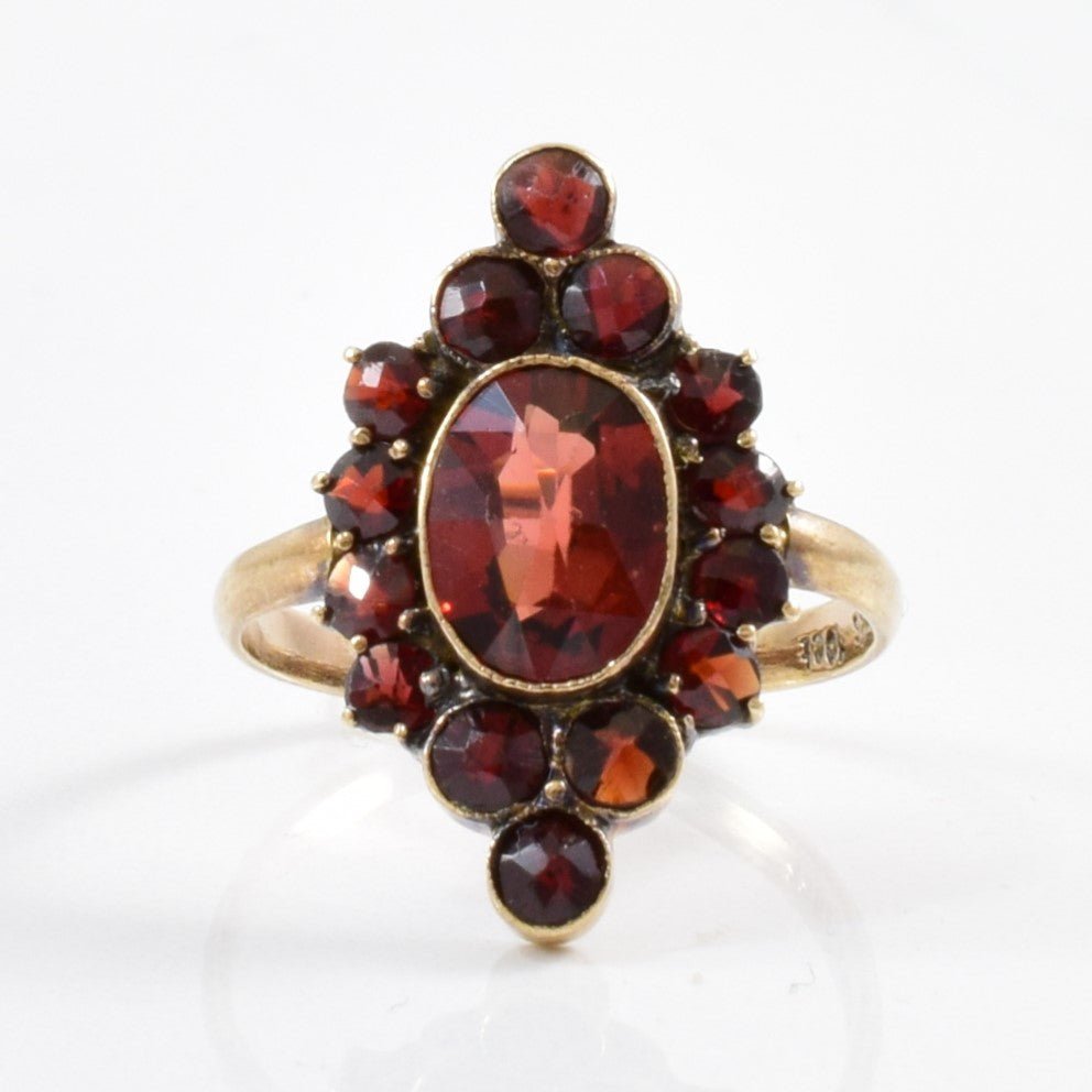 'Birks' Garnet Cluster Ring Circa 1930s | SZ 3.5 | - 100 Ways