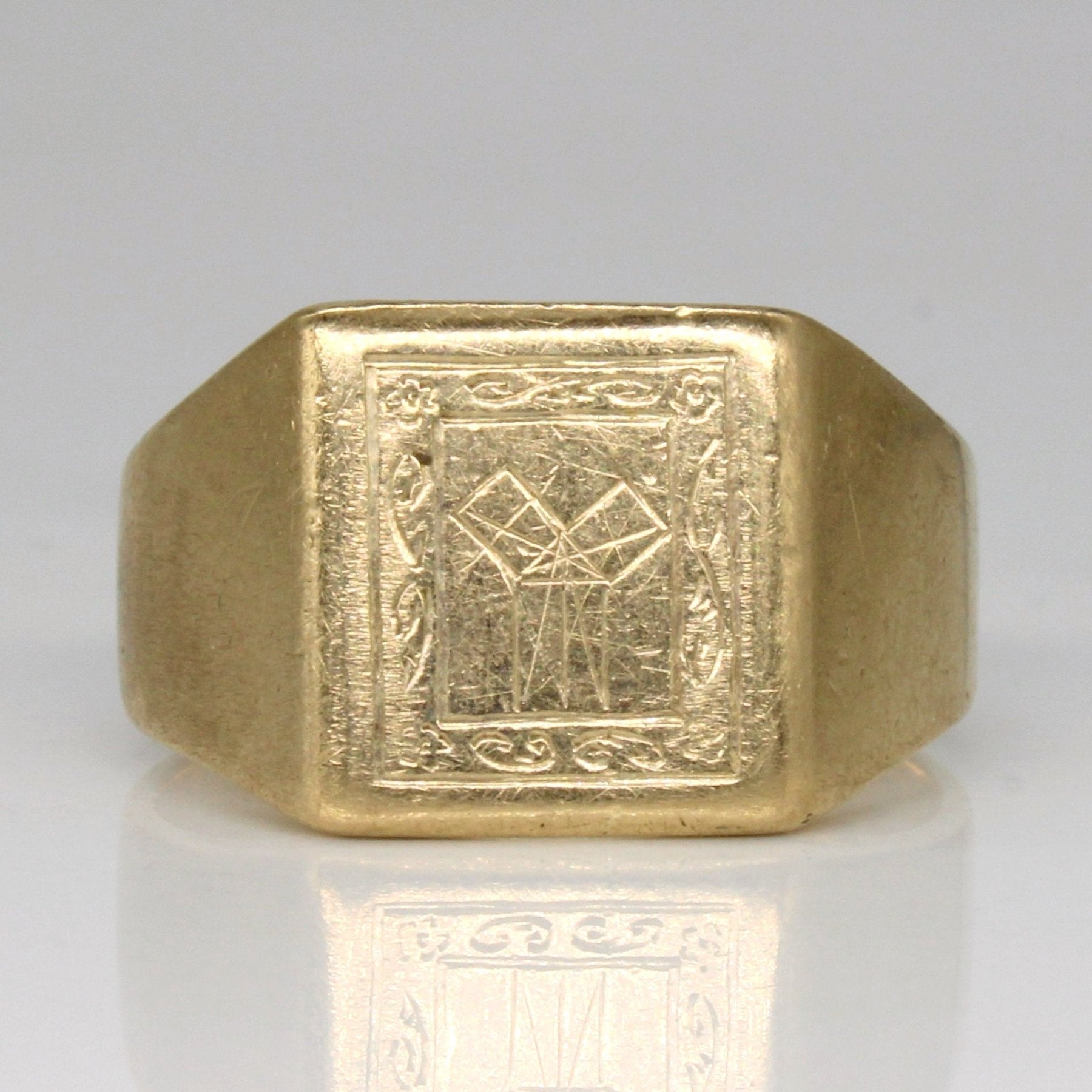 'Birks' Mid Century Engraved Signet Ring | SZ 9.25 | - 100 Ways