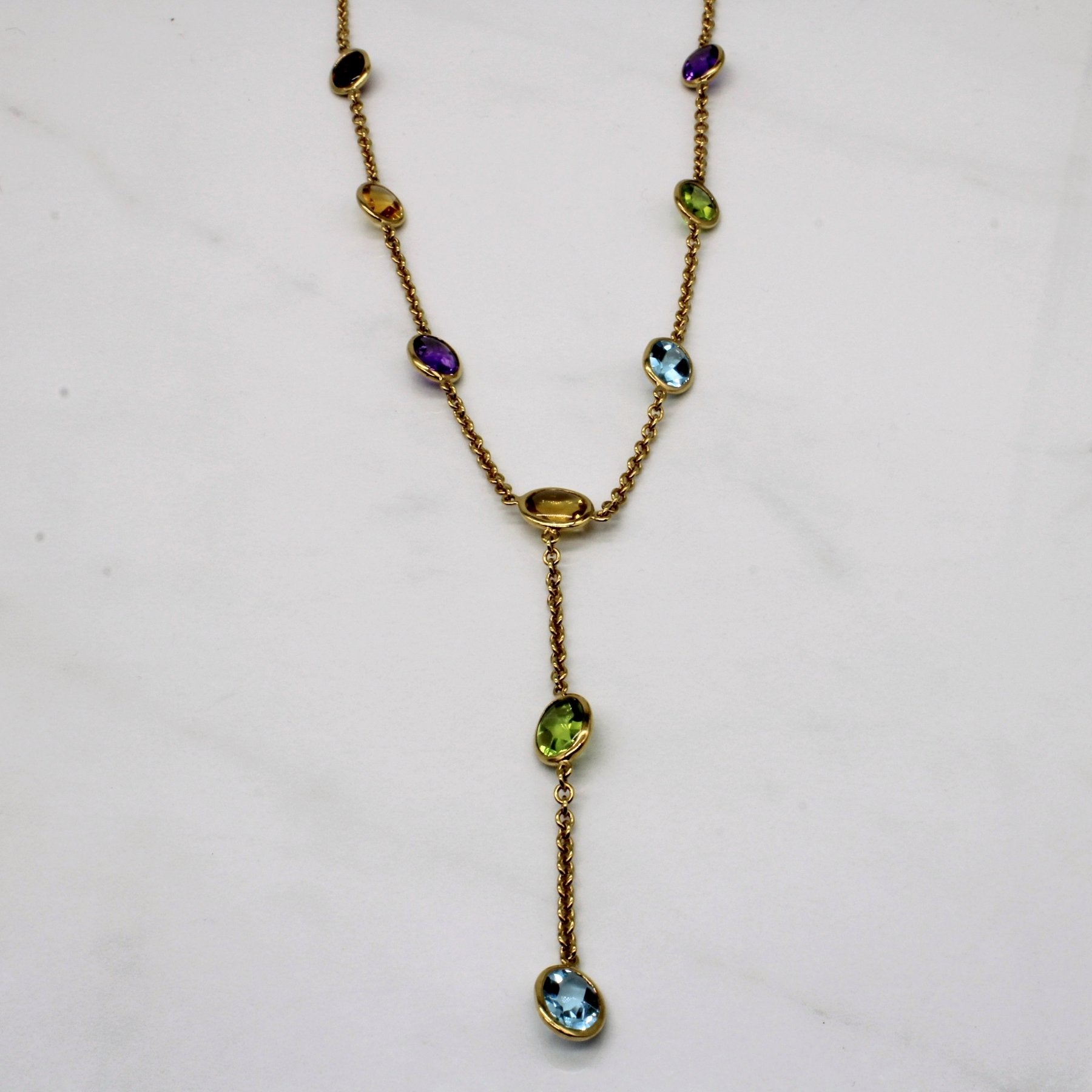 'Birks' Multi Gem Drop Necklace | 26.30ctw | 16