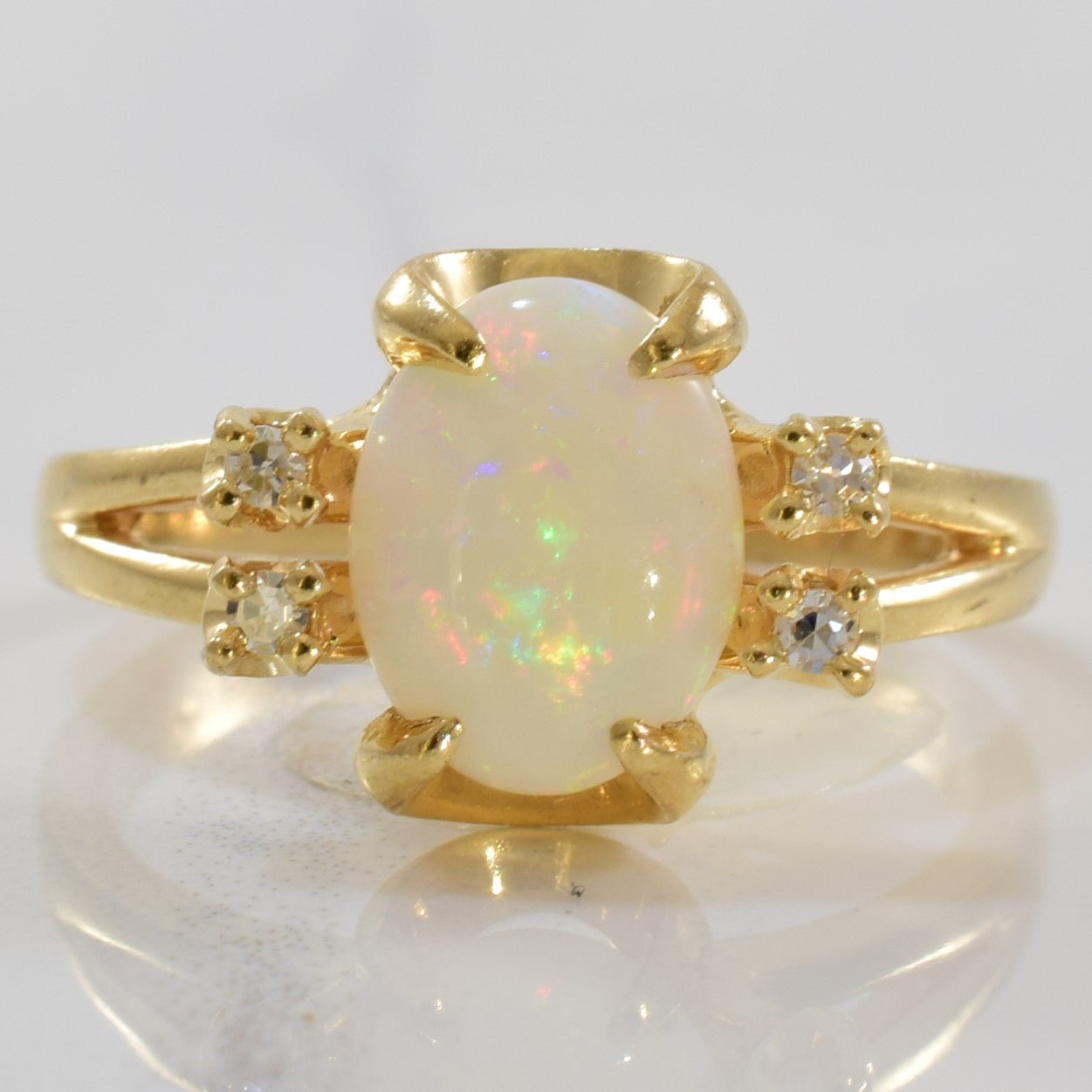 'Birks' Opal & Diamond Ring | 0.04ctw, 0.82ct | SZ 6 | - 100 Ways