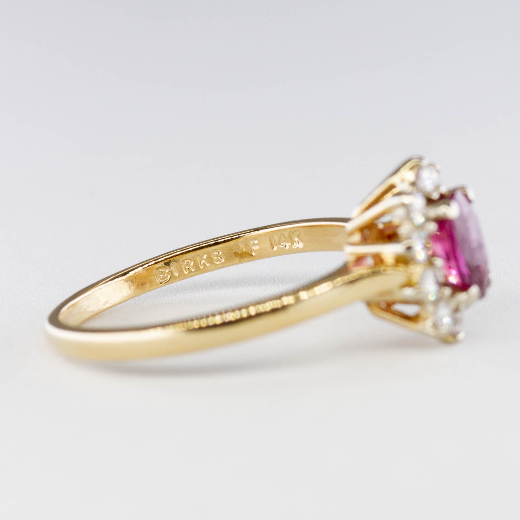 'Birks' Oval Ruby and Diamond Halo Ring | 0.50ct 0.25ctw | SZ 6 - 100 Ways