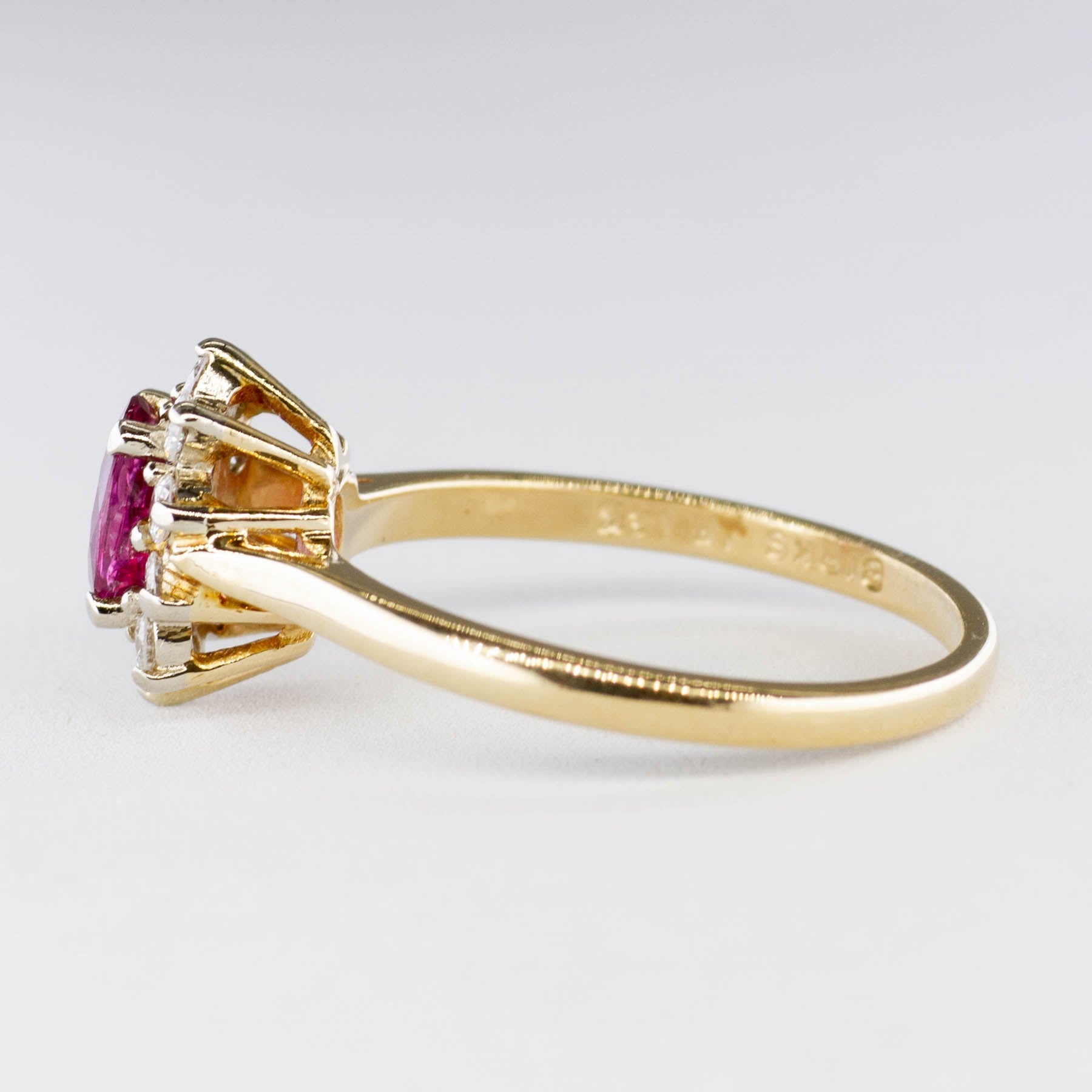 'Birks' Oval Ruby and Diamond Halo Ring | 0.50ct 0.25ctw | SZ 6 - 100 Ways