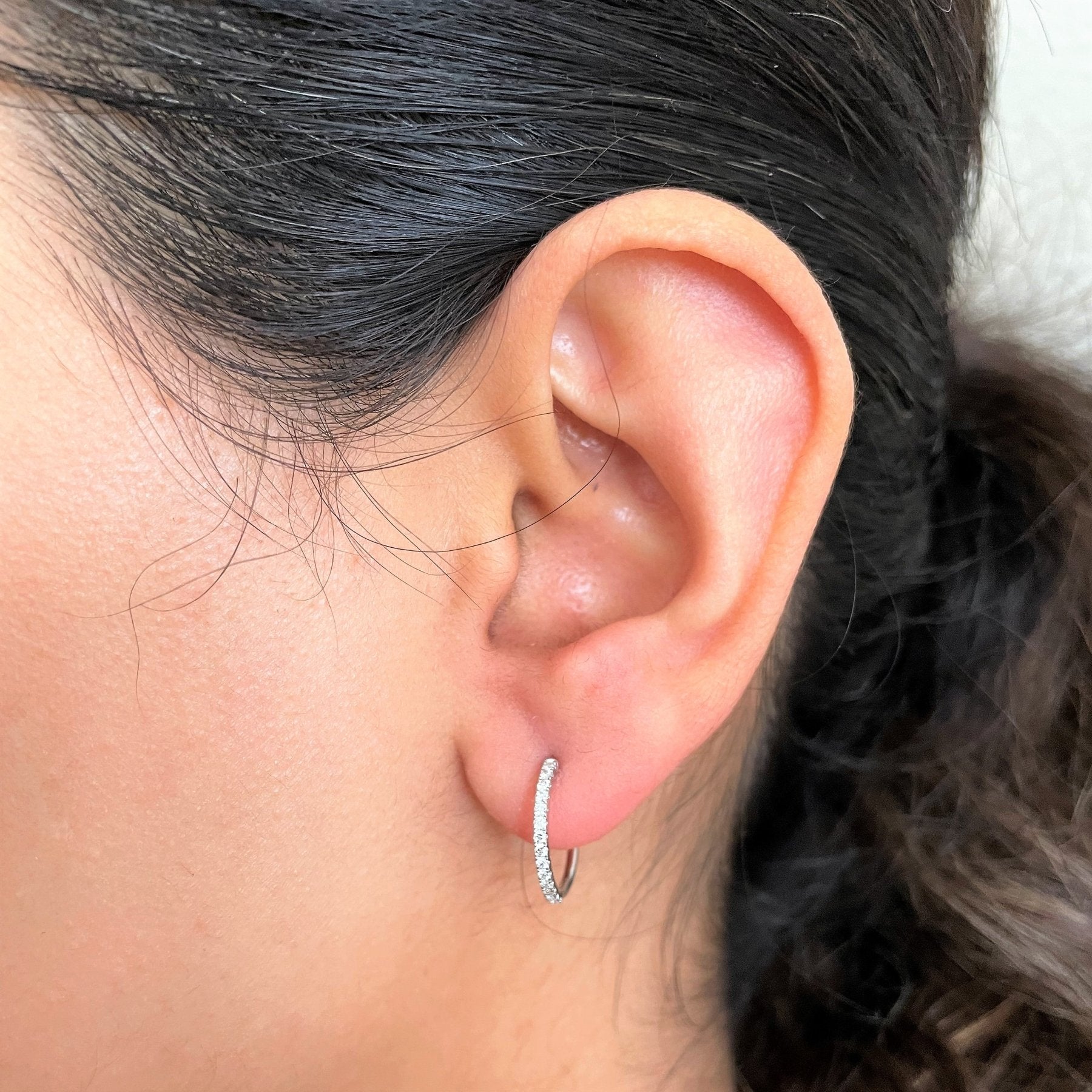 'Birks' Pave Diamond Huggie Earrings | 0.15ctw | - 100 Ways