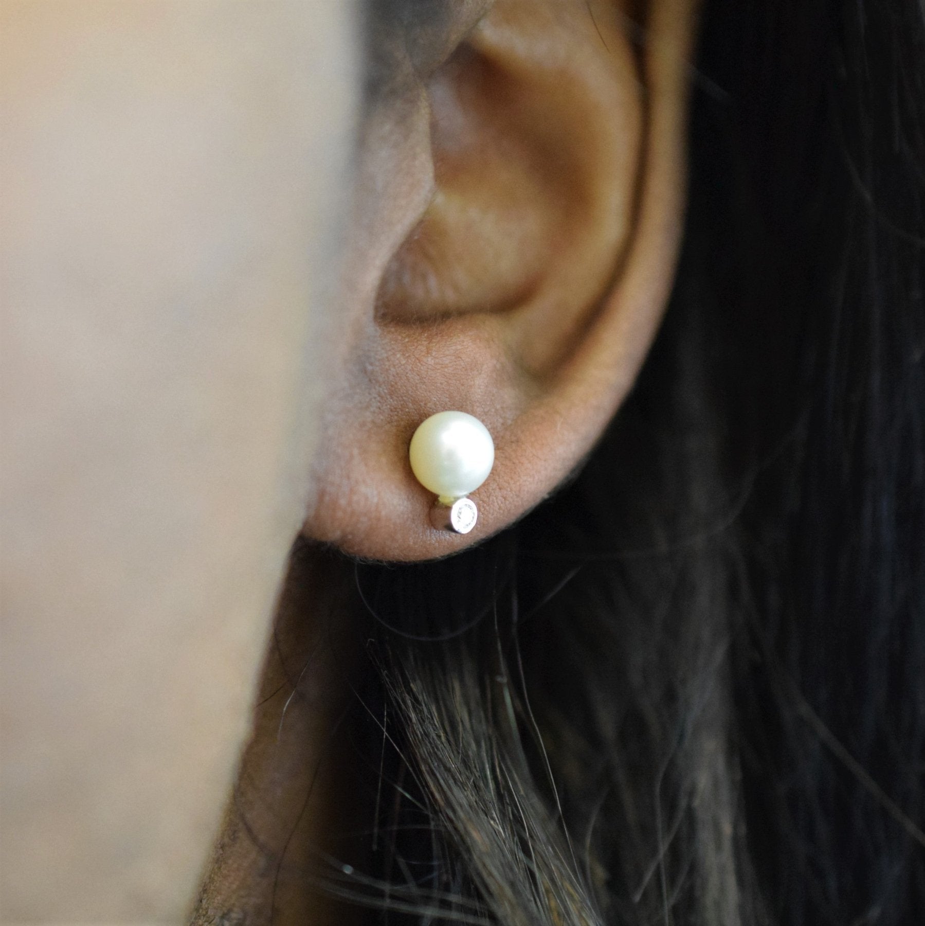 'Birks' Pearl & Diamond Stud Earrings | 4.00ctw, 0.06ctw | - 100 Ways