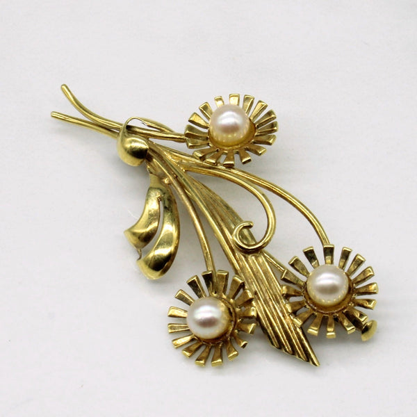 'Birks' Pearl Flower Brooch