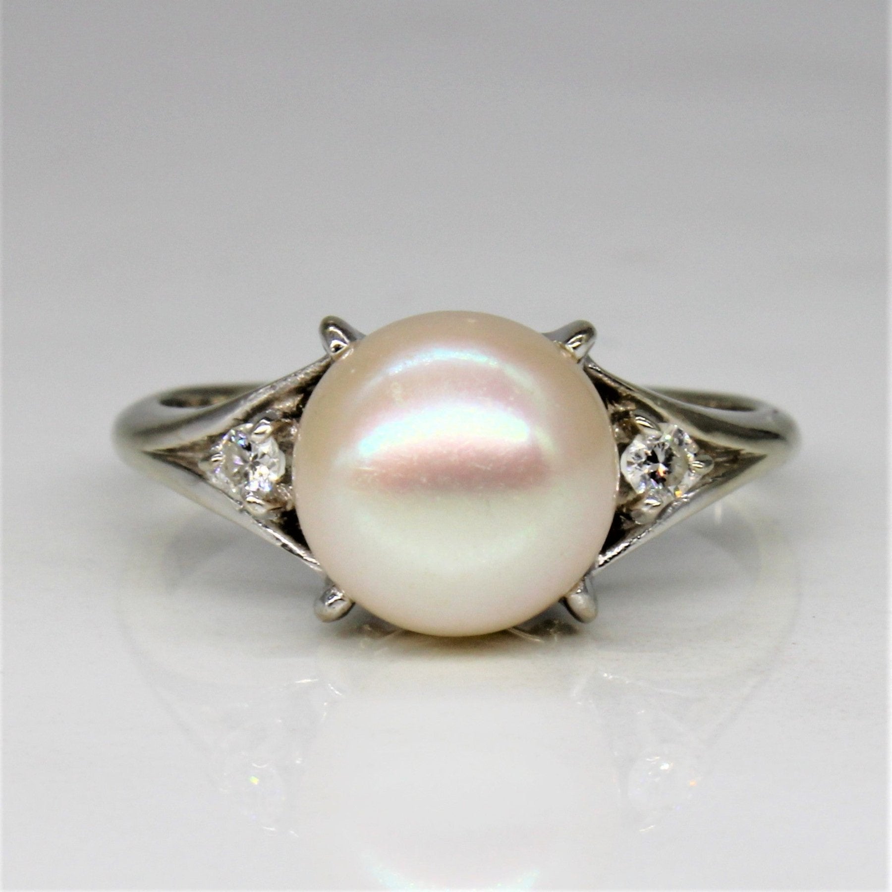 'Birks' Retro Pearl & Diamond Ring | 0.06ctw | SZ 6.25 | - 100 Ways