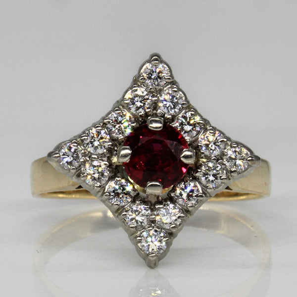 'Birks' Ruby & Diamond Star Ring | 0.52ct, 0.48ctw | SZ 7.75 |