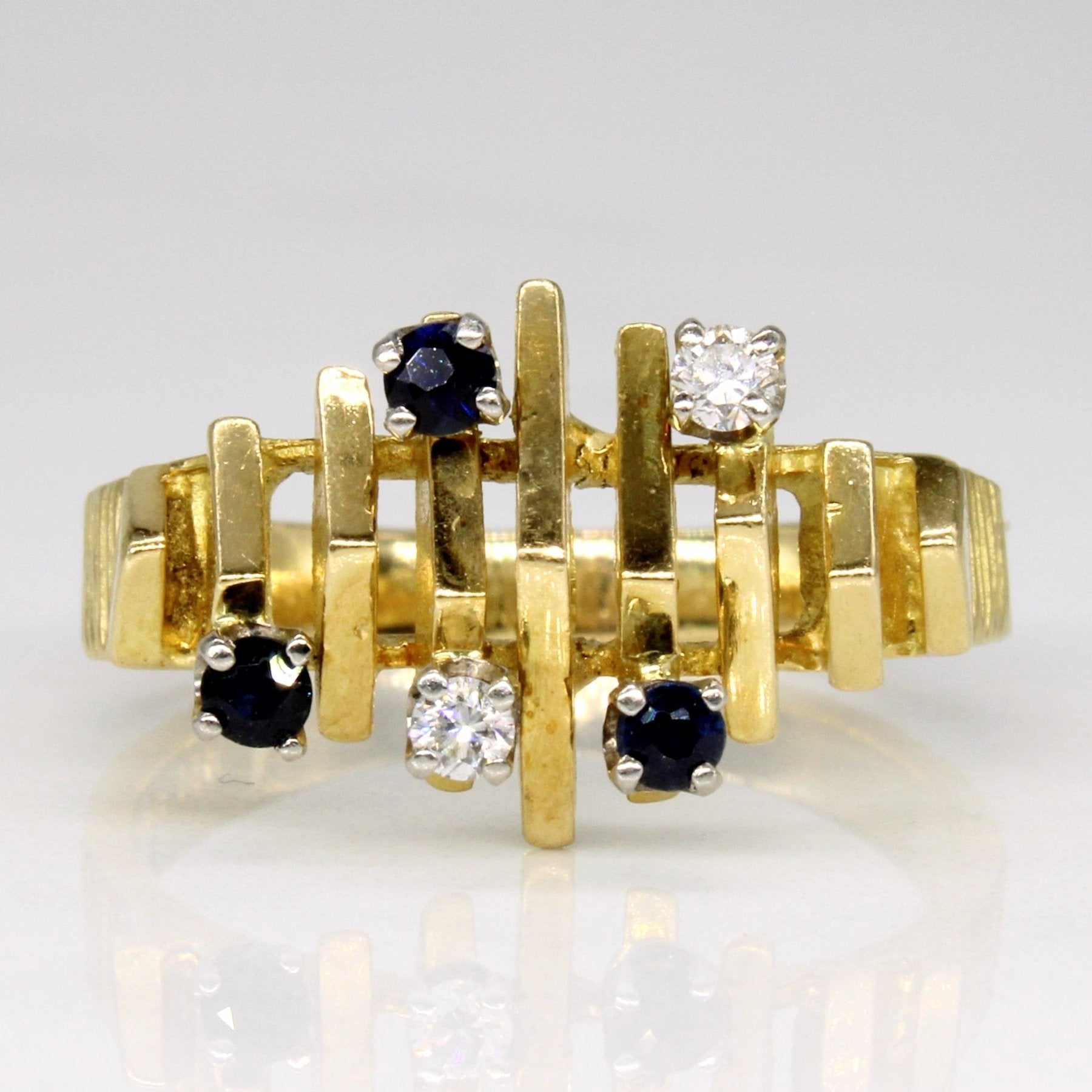 'Birks' Sapphire & Diamond Abstract Ring | 0.14ctw, 0.08ctw | SZ 7.5 | - 100 Ways