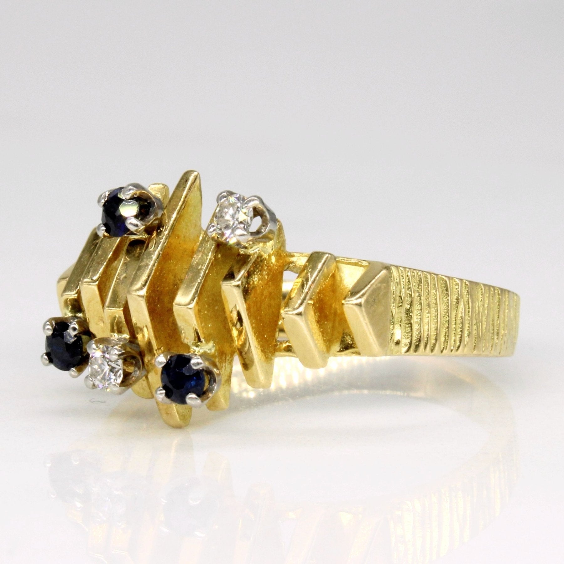 'Birks' Sapphire & Diamond Abstract Ring | 0.14ctw, 0.08ctw | SZ 7.5 | - 100 Ways