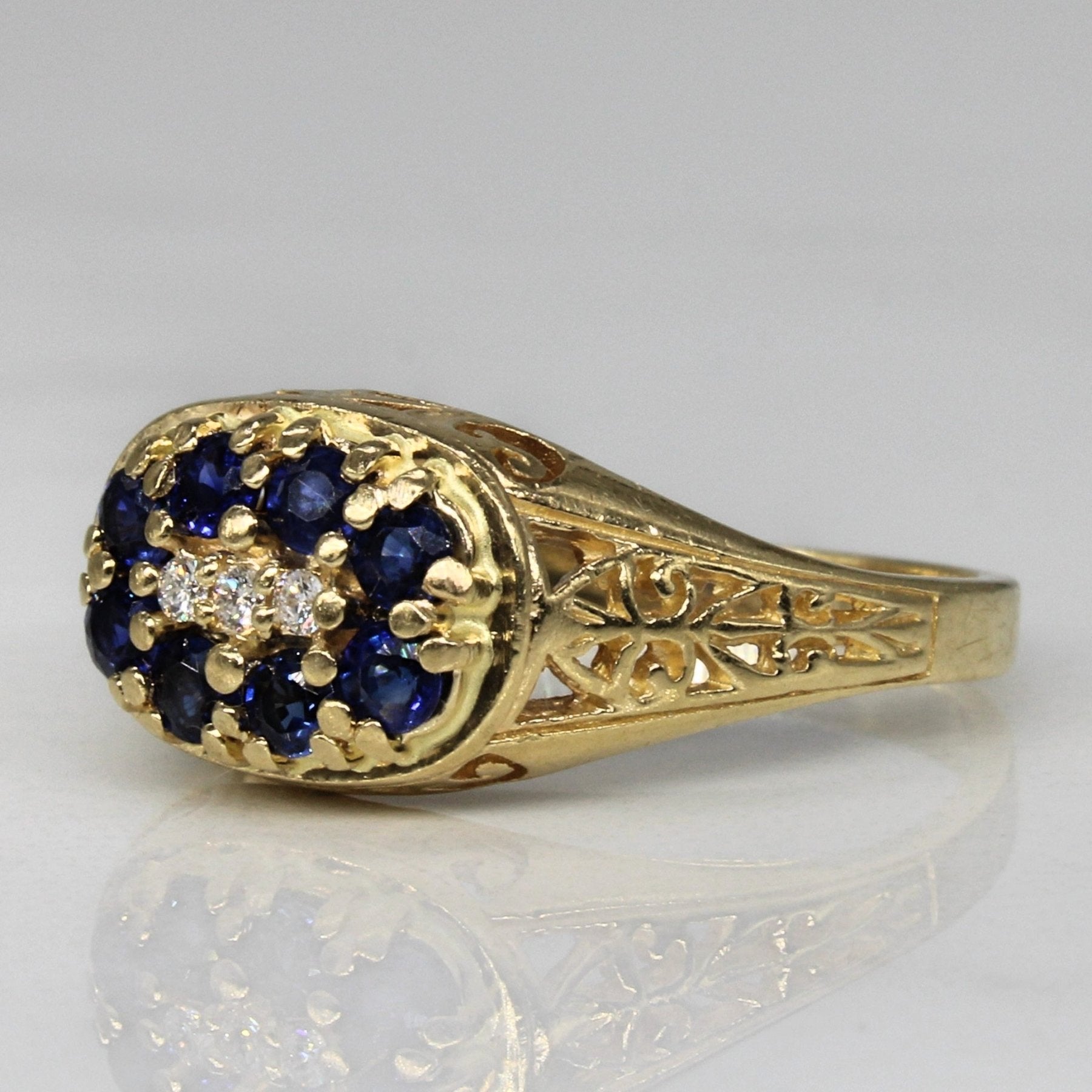 'Birks' Sapphire & Diamond High Set Ring | 0.32ctw, 0.03ctw | SZ 5.75 | - 100 Ways