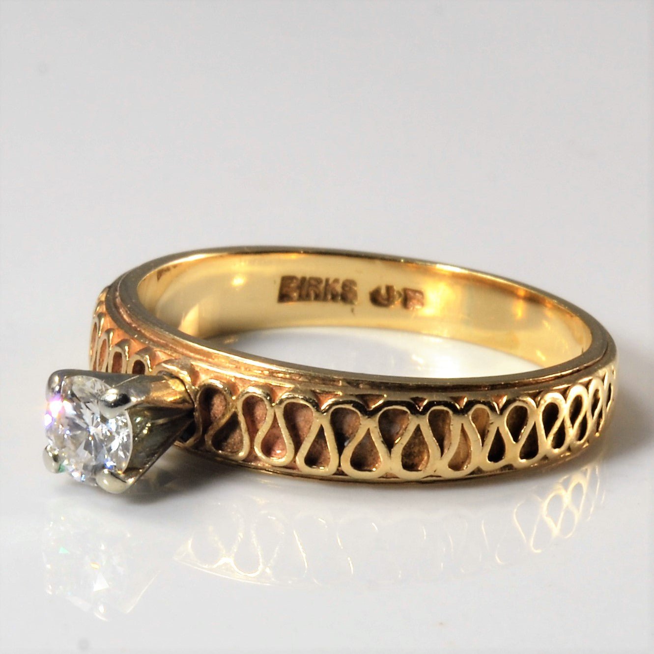'Birks' Textured Solitaire Diamond Ring | 0.25ct | SZ 7.25 | - 100 Ways