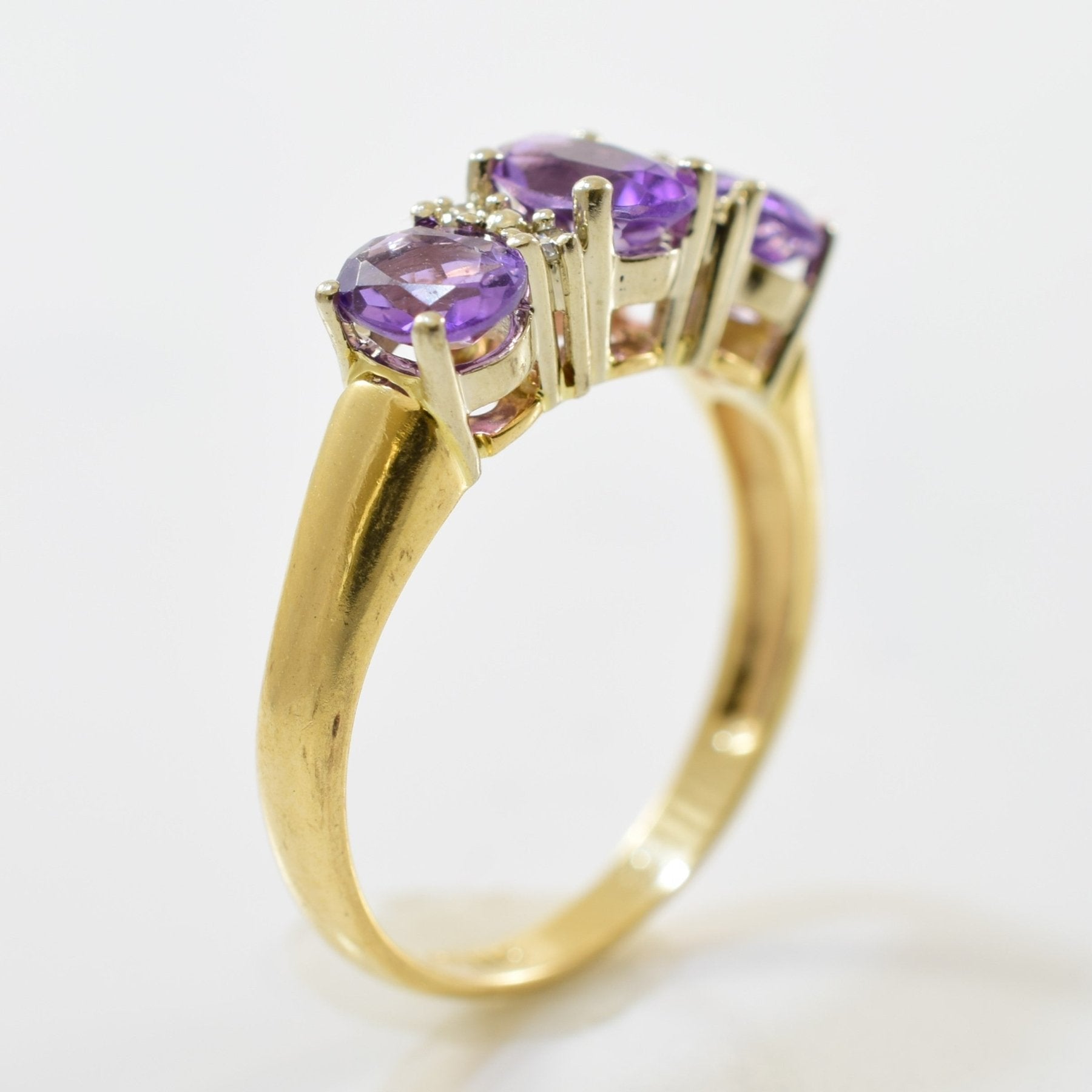 'Birks' Three Stone Amethyst Ring & Diamond Ring | 0.04ctw, 1.00ctw | SZ 6.25 | - 100 Ways