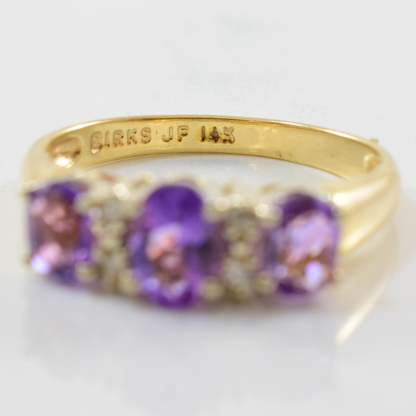 'Birks' Three Stone Amethyst Ring & Diamond Ring | 0.04ctw, 1.00ctw | SZ 6.25 | - 100 Ways