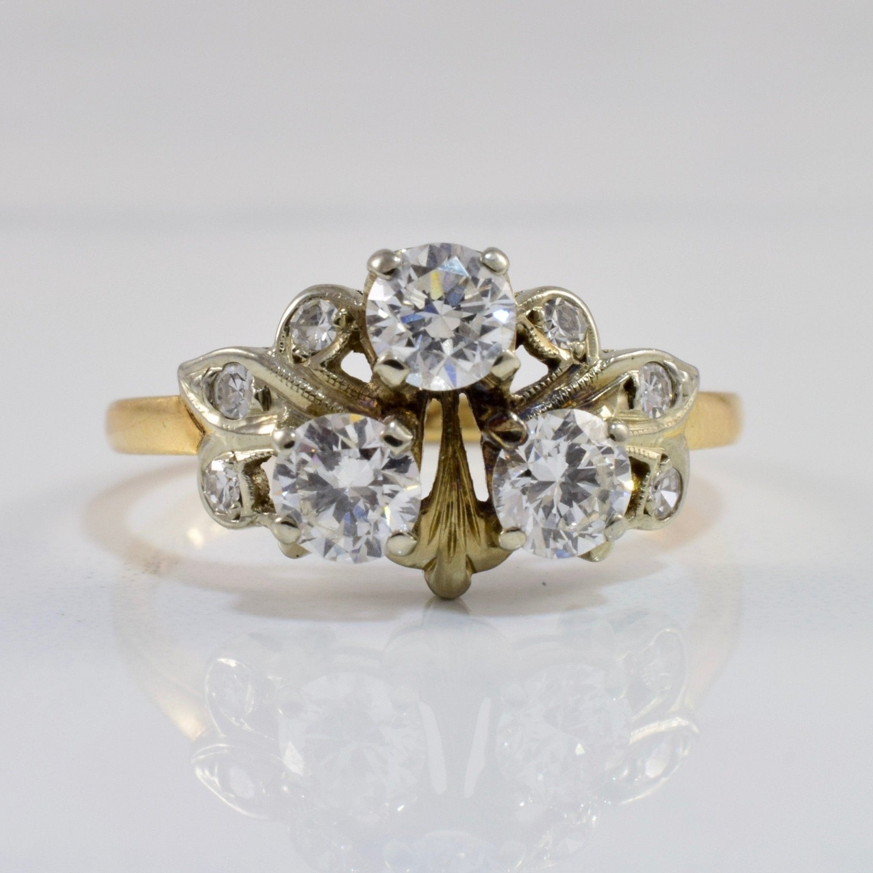 'Birks' Three Stone Diamond Floral Ring | 0.85 ctw SZ 6.5 | - 100 Ways