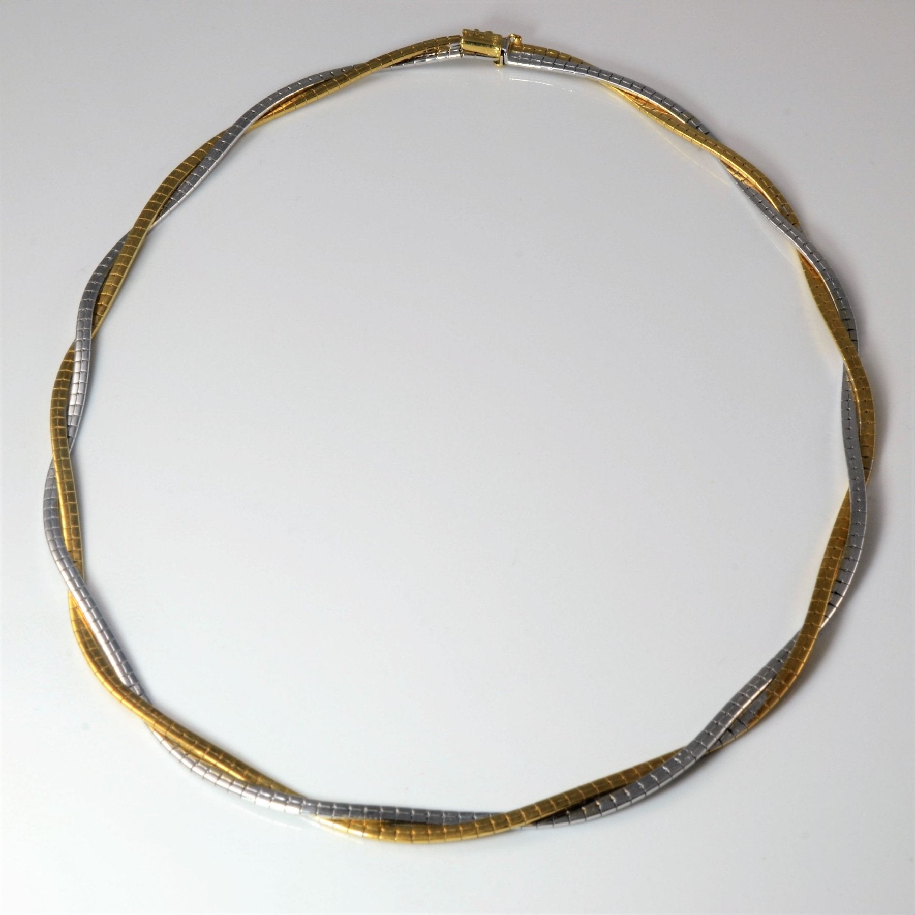 'Birks' Two Tone Braided Gold Necklace | 17