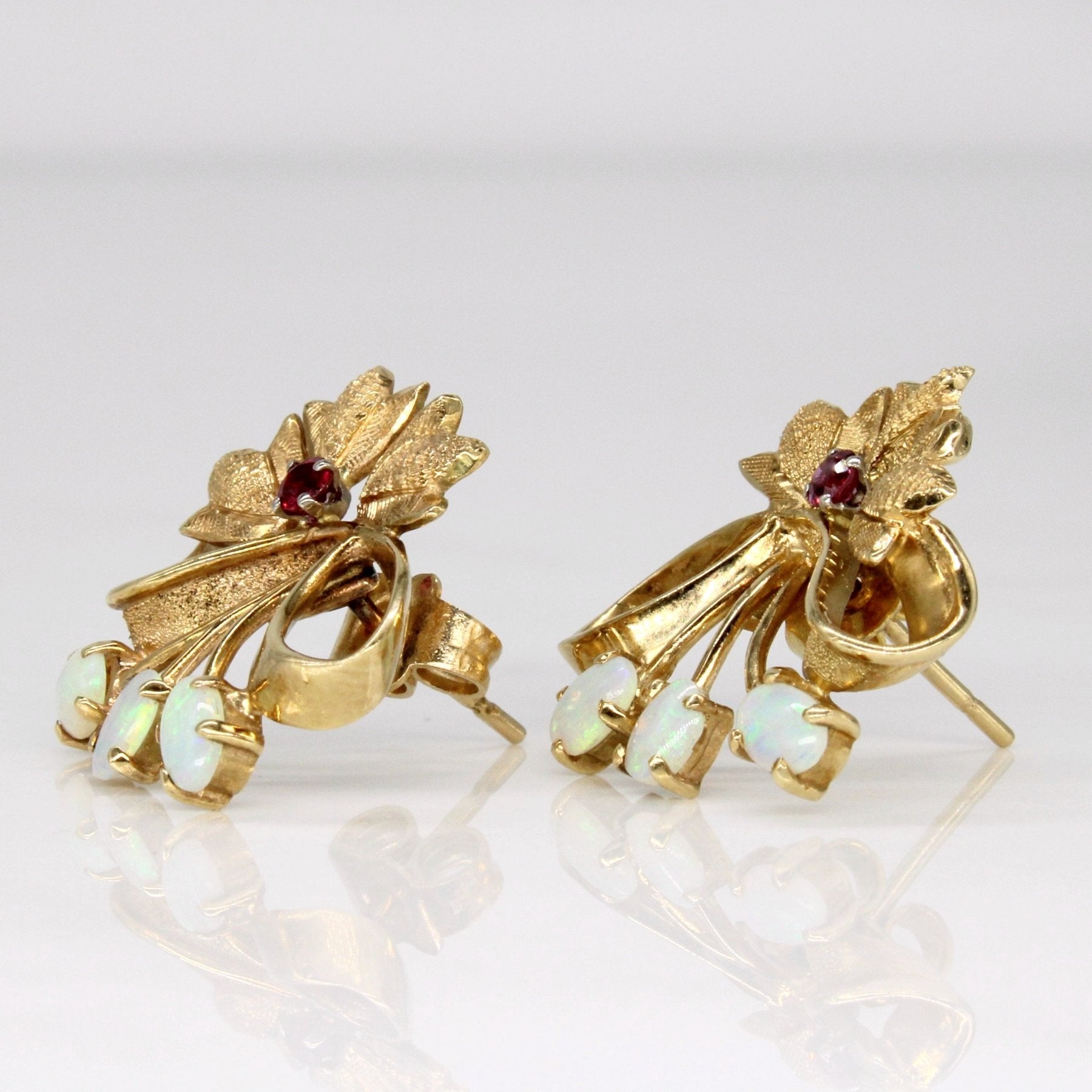 'Birks' Vintage Opal & Ruby Earrings | 0.24ctw, 0.10ctw | - 100 Ways