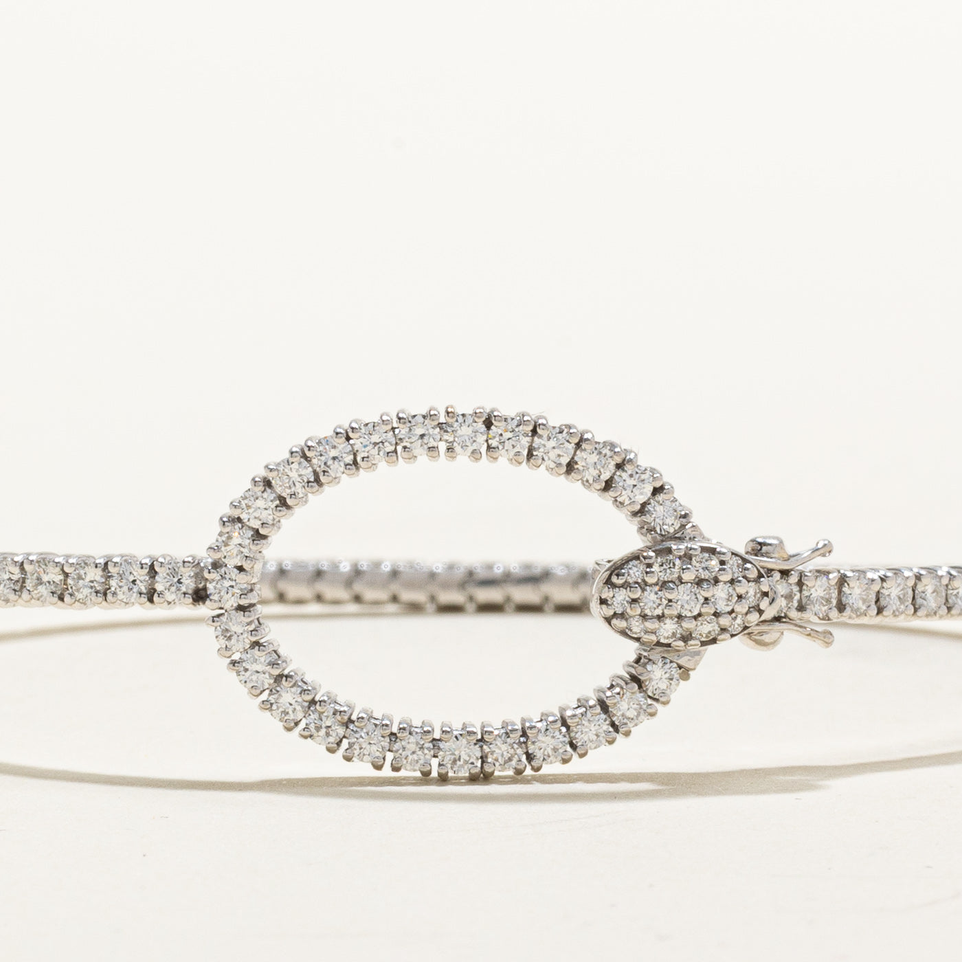 18k Pavé Set Diamond Open Oval Link Bangle | 2.13ctw | 8"