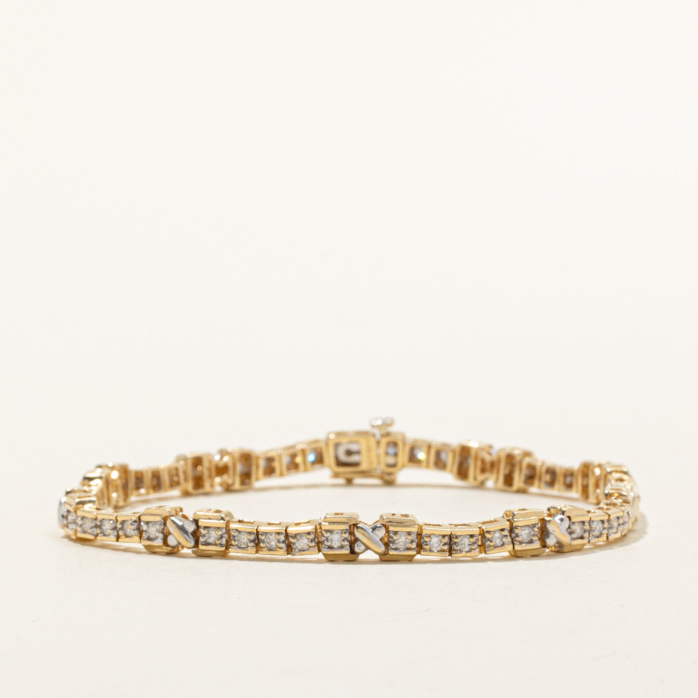 14K Diamond Geometric Tennis Bracelet | 0.75ctw | 7"