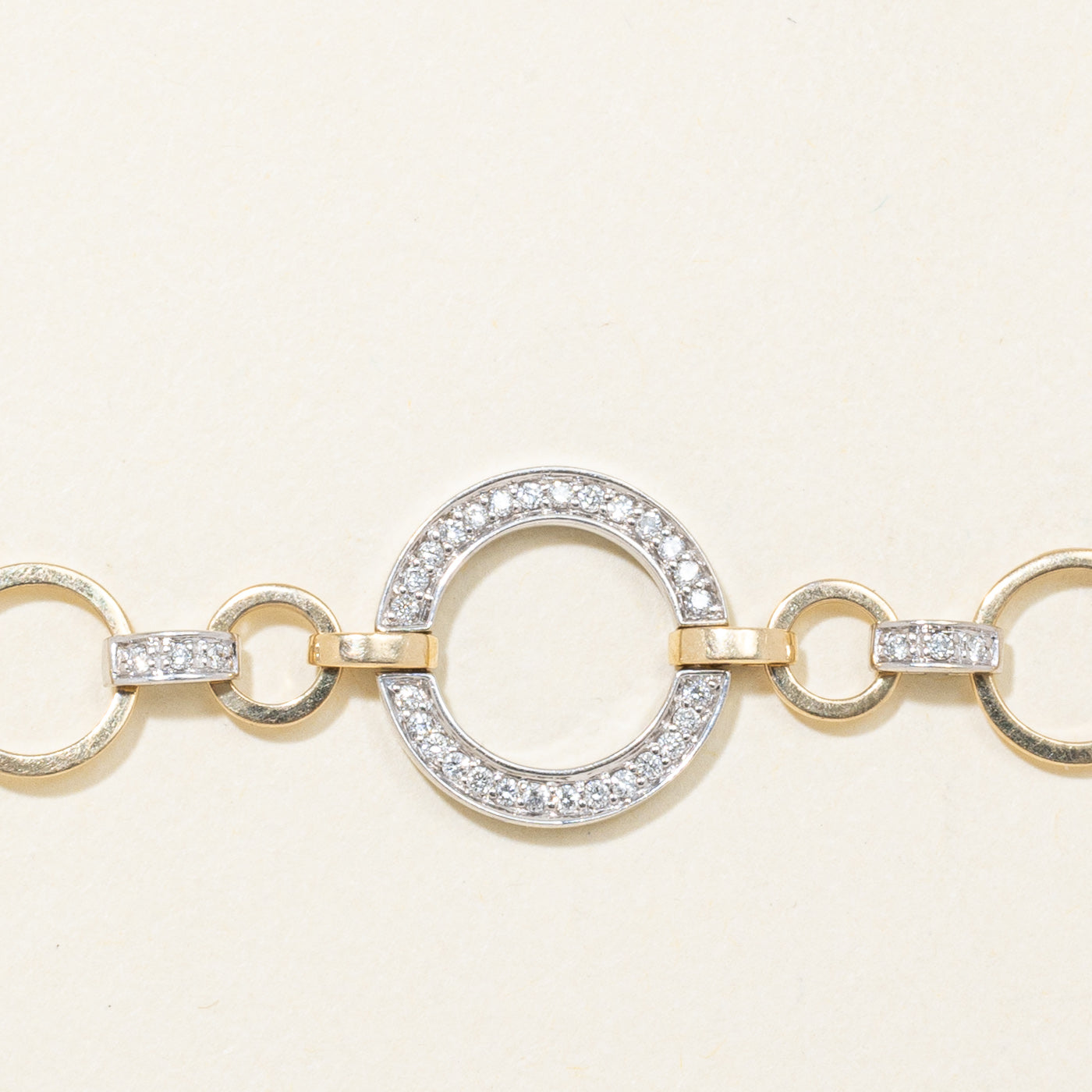 14K Two Tone Gold Diamond Circle Chain Bracelet | 0.26ctw | 7"