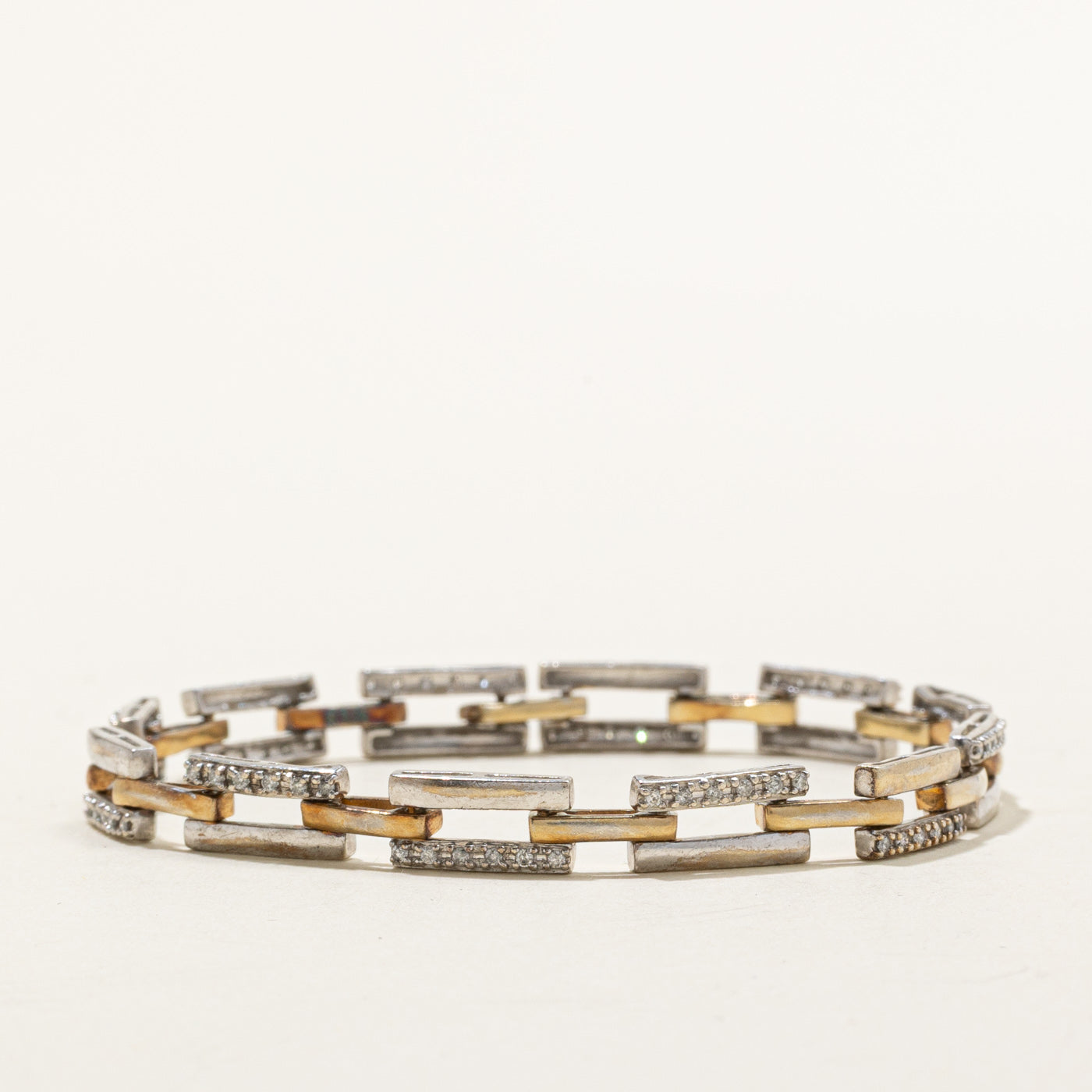 Sterling Silver Diamond Rectangle Link Bracelet | 0.36ctw | 7.25"