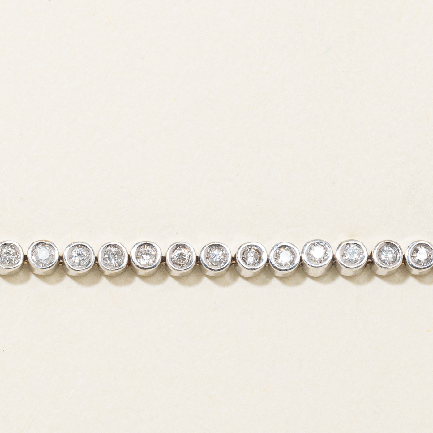 18k White Gold Bezel Set Diamond Tennis Bracelet | 1.00ctw | 6.75"