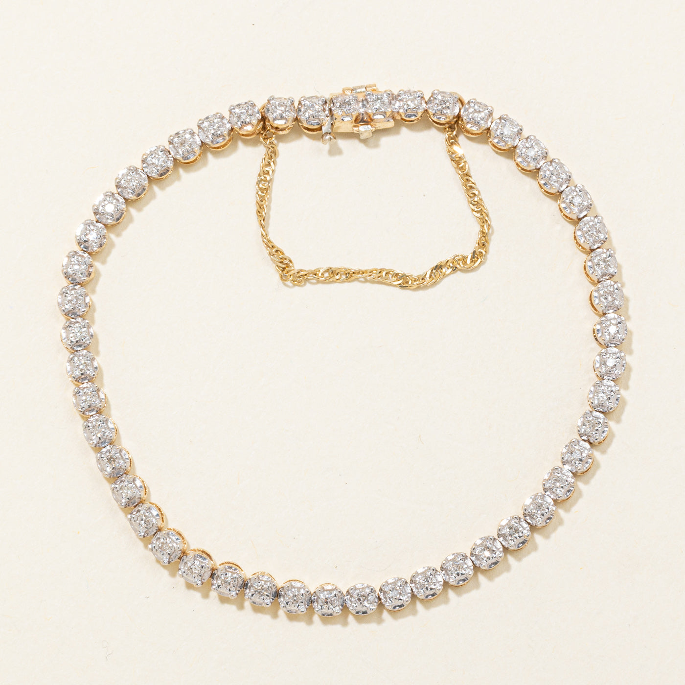 14K Yellow Gold Illusion Set Diamond Tennis Bracelet | 0.50ctw | 6.5"