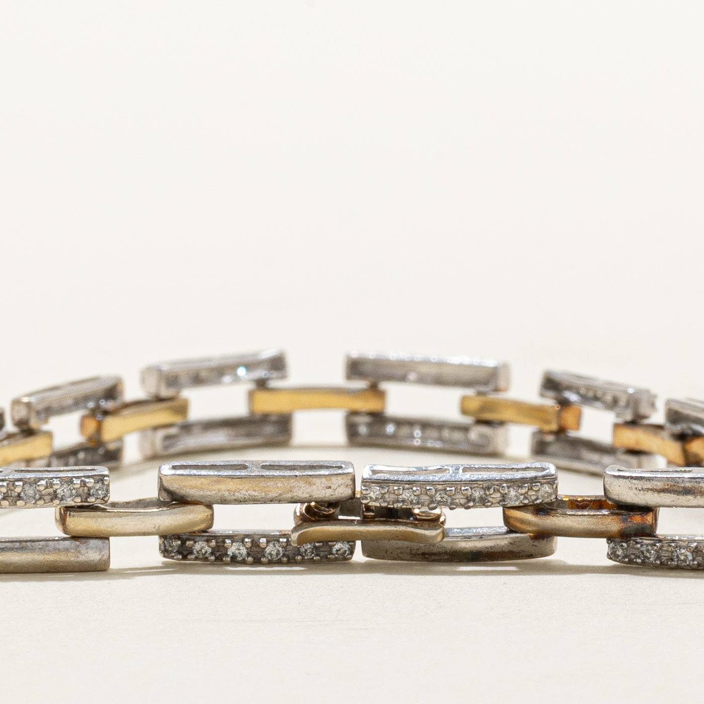 Bracelet en argent sterling serti de diamants rectangulaires | 0,36 ct | 18,4 cm