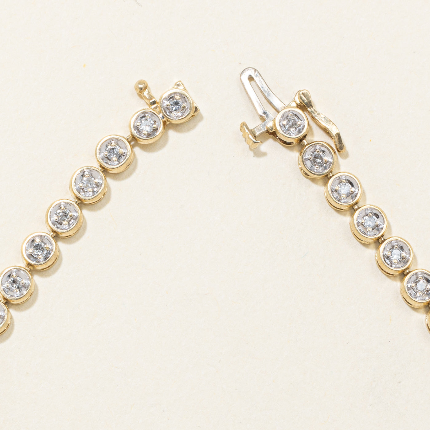 10K Yellow Gold Bezel Set Diamond Tennis Bracelet | 0.80ctw | 7.25"