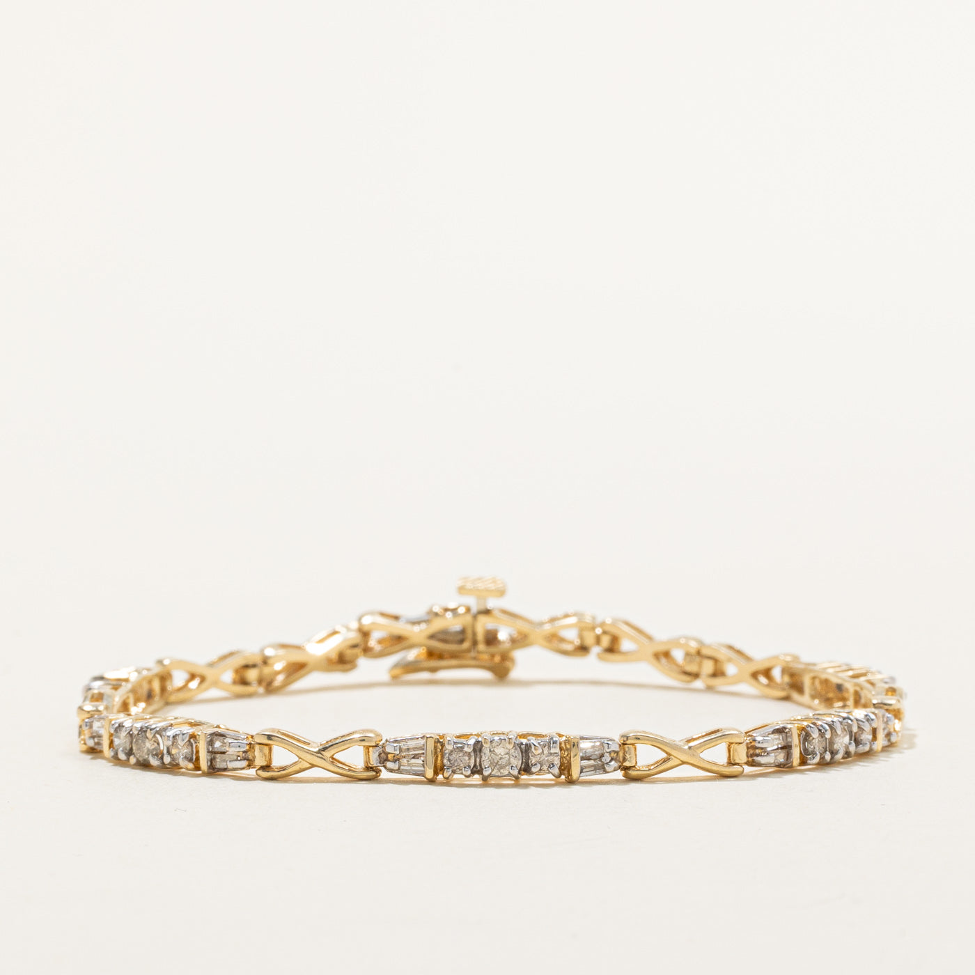 Yellow Gold Diamond X Tennis Bracelet | 0.14ct | 7