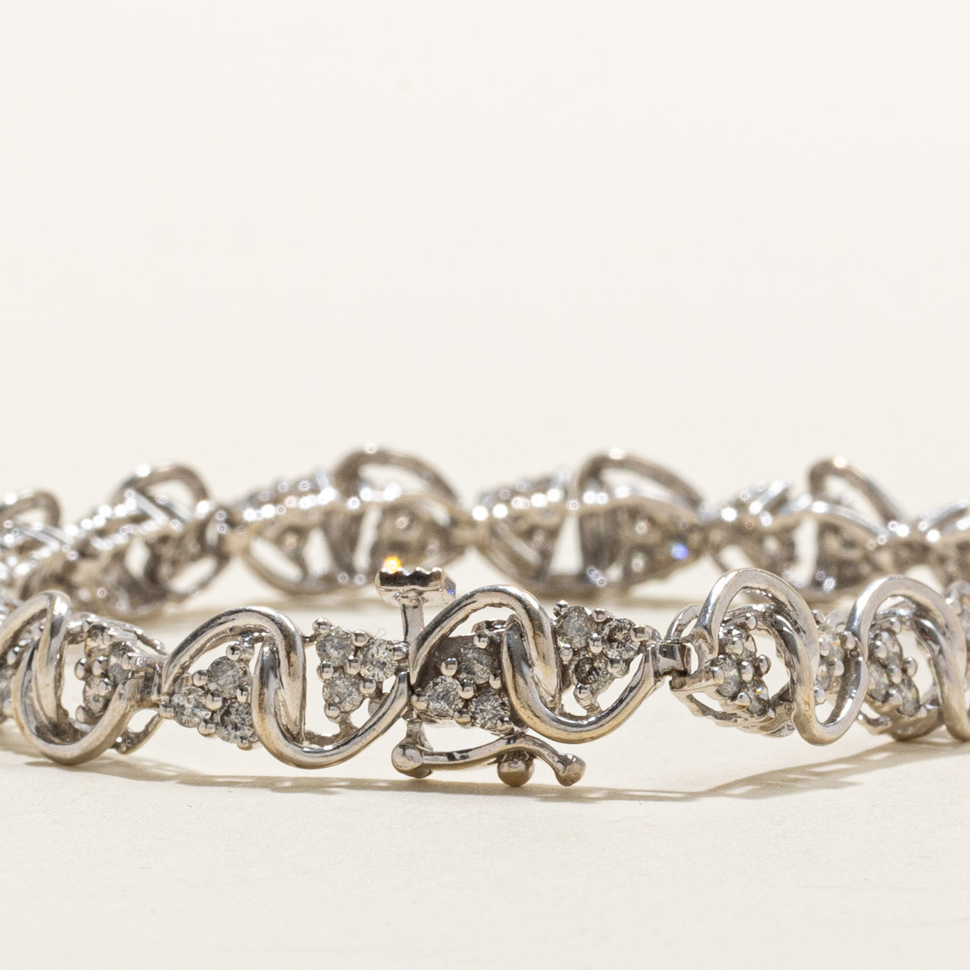 14K Diamond Cluster Wave Tennis Bracelet | 2.25ctw | 7"