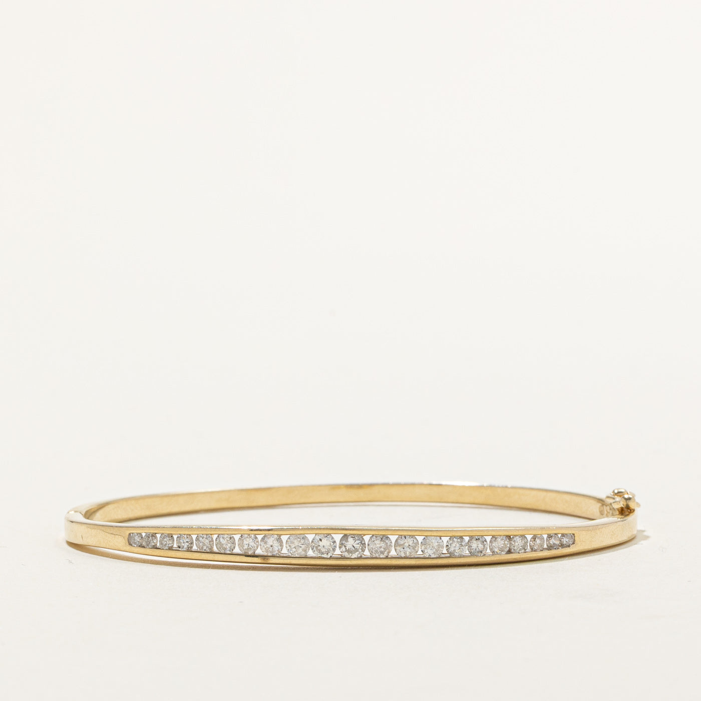 14K Semi Eternity Channel Set Diamond Bangle | 0.88ctw | 6.75"