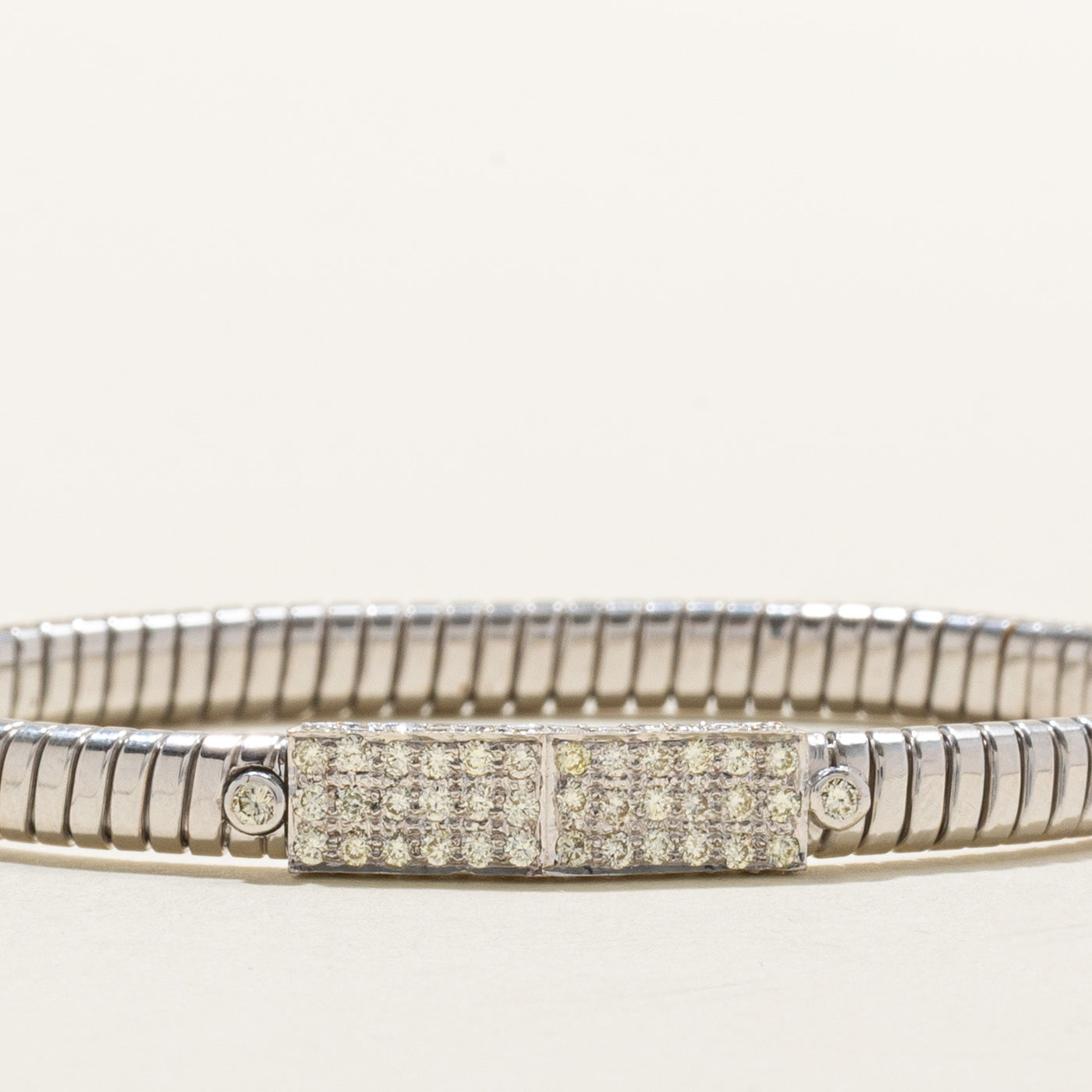 18k White Gold Diamond Bar Snake Chain Bracelet | 1.00ctw | 7.25"